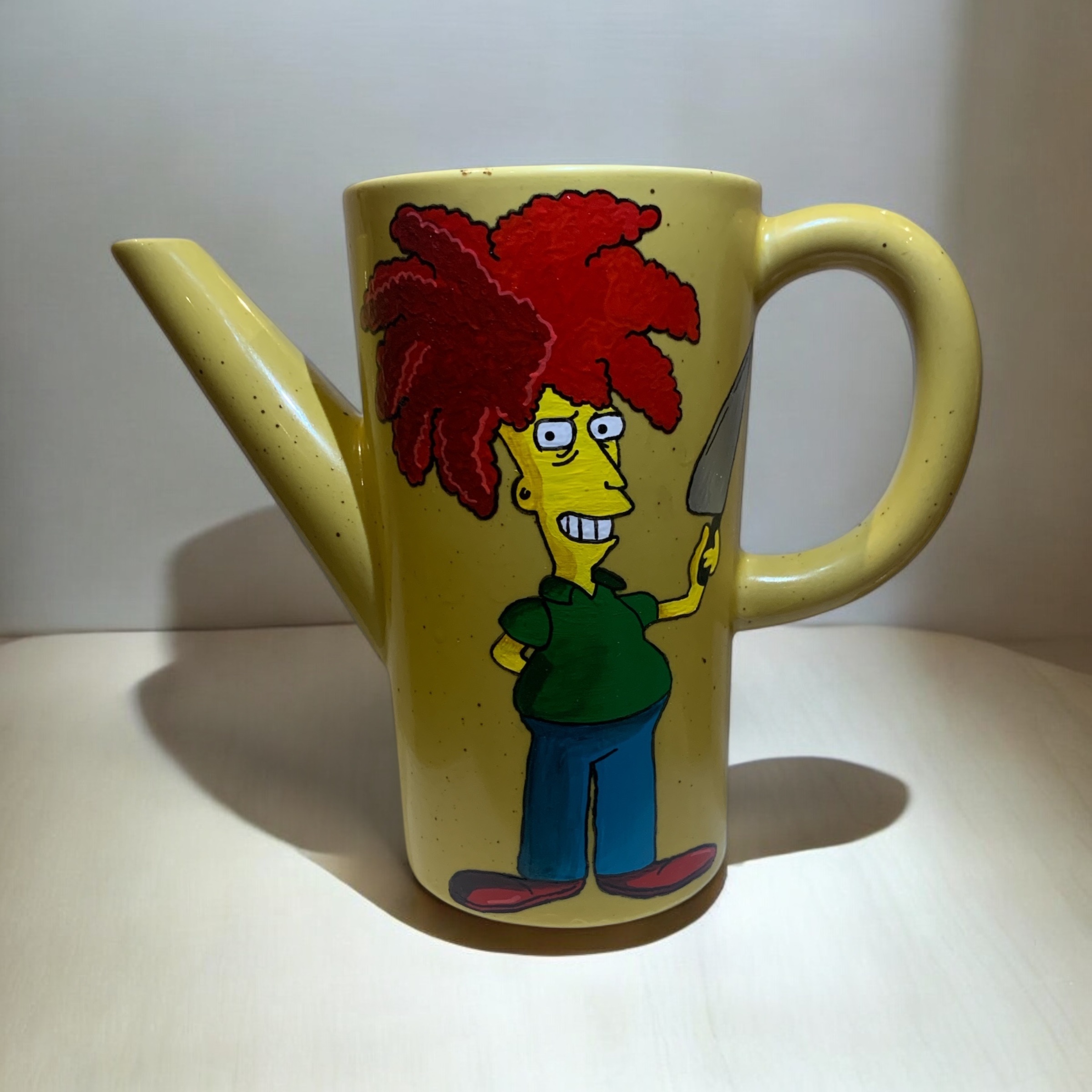 Hand Painted Simpsons Bart & Sideshow Bob Watering Can - photo 5