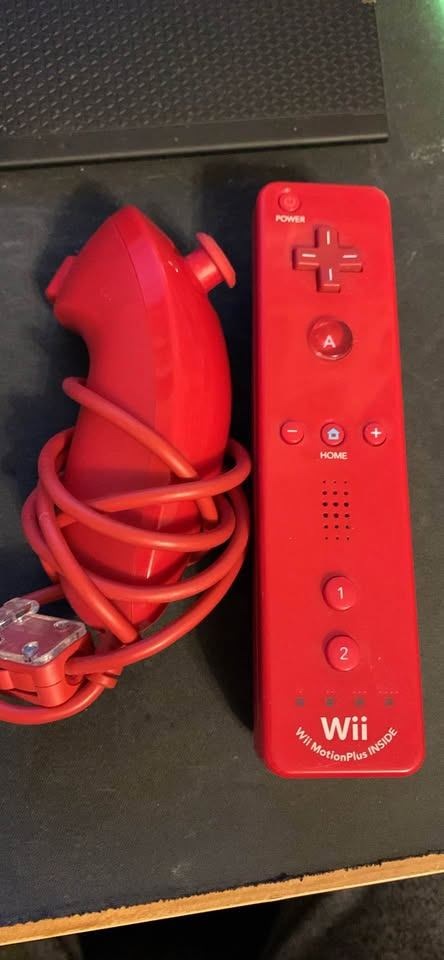 Red Nintendo Wii Remote & Nunchuk