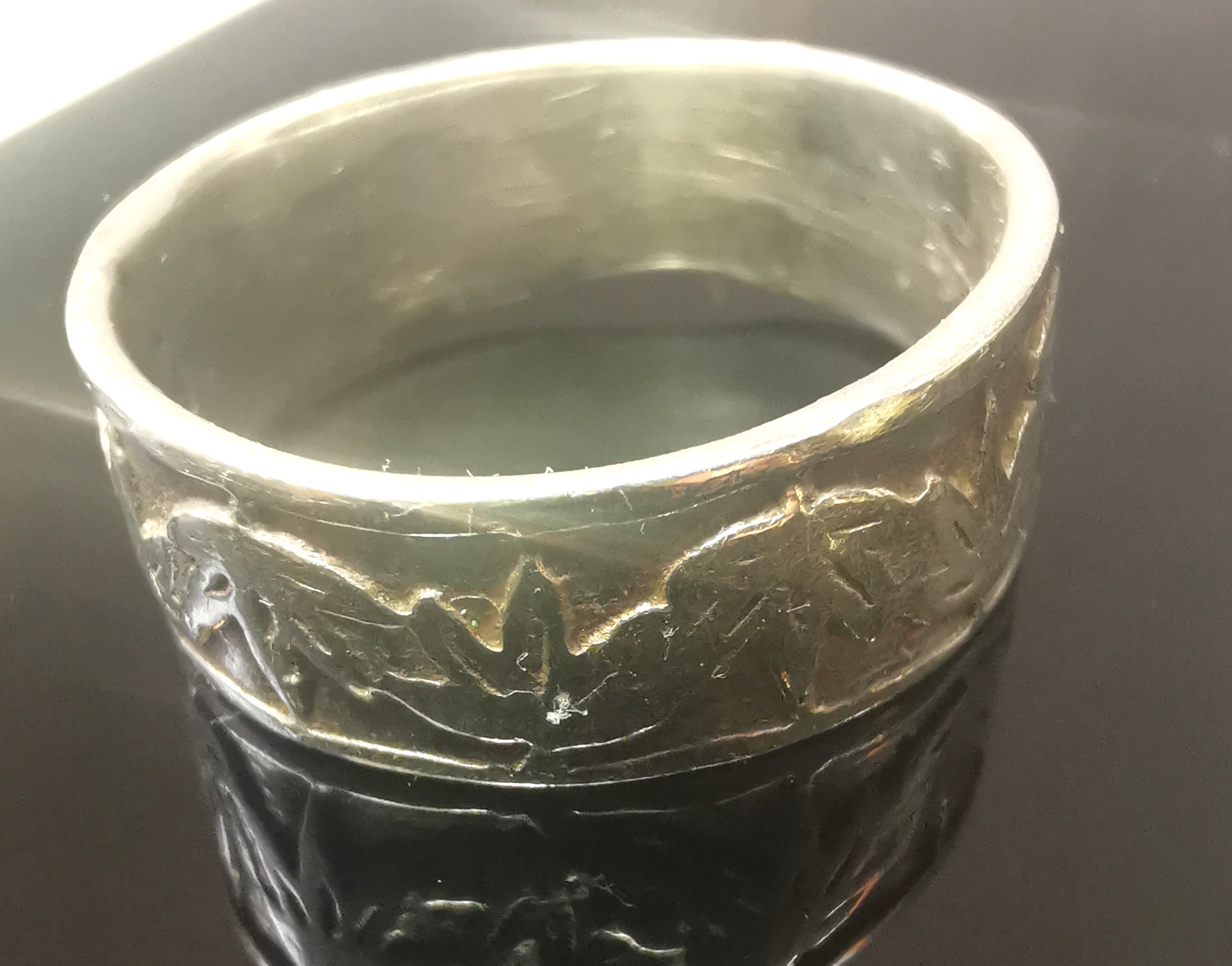 Sterling Silver Maple Leaf Band Ring 925 Canada Size 7.75 4g - photo 2