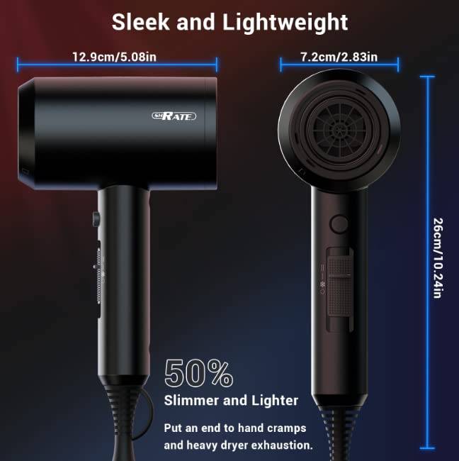 SHRATE Hair Dryer with Diffuser and 2 Nozzles-1800W Blow Dryer