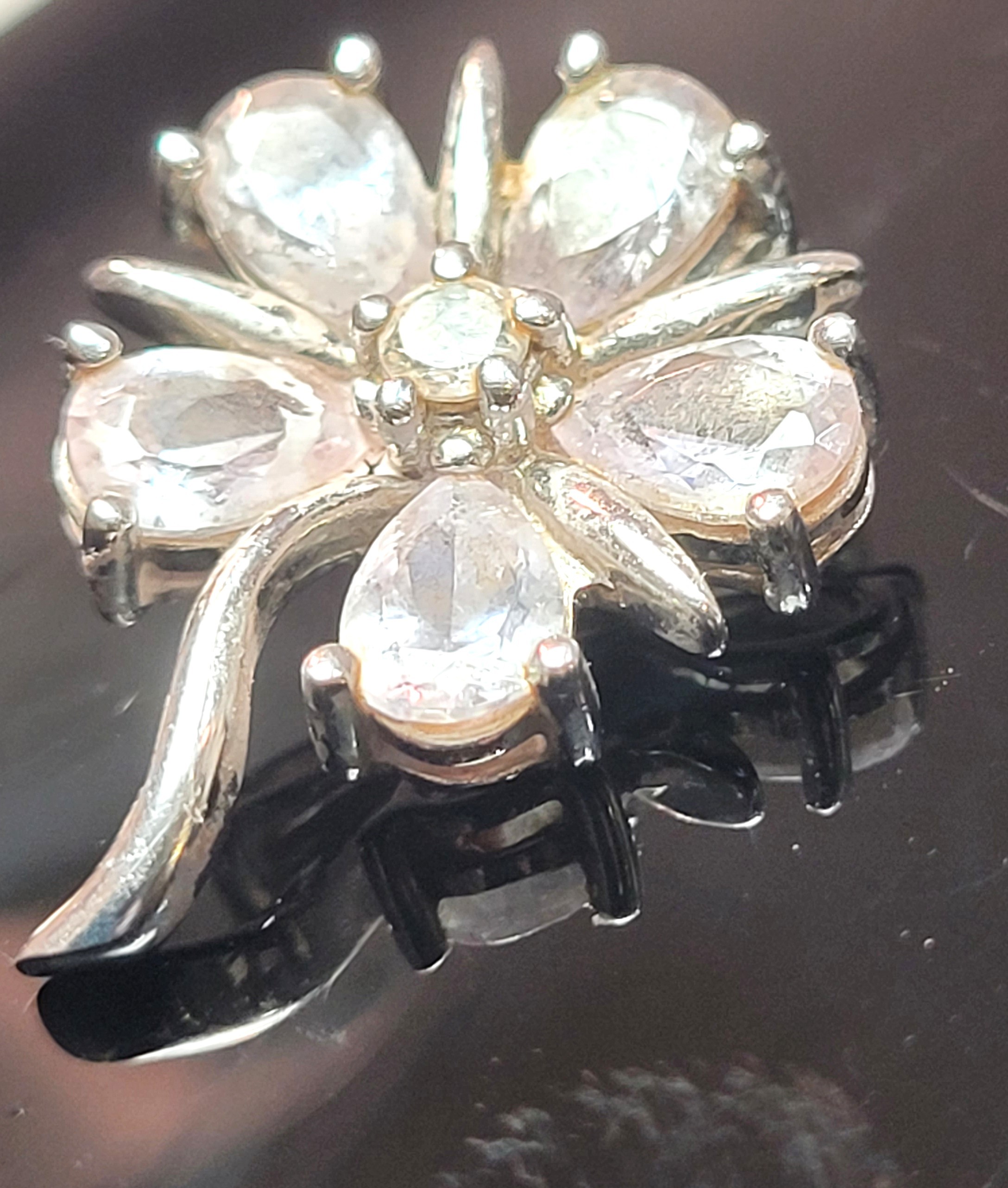 2004 Sterling Silver 925 Cubic Zirconia Flower Pendant Hallmark - photo 3