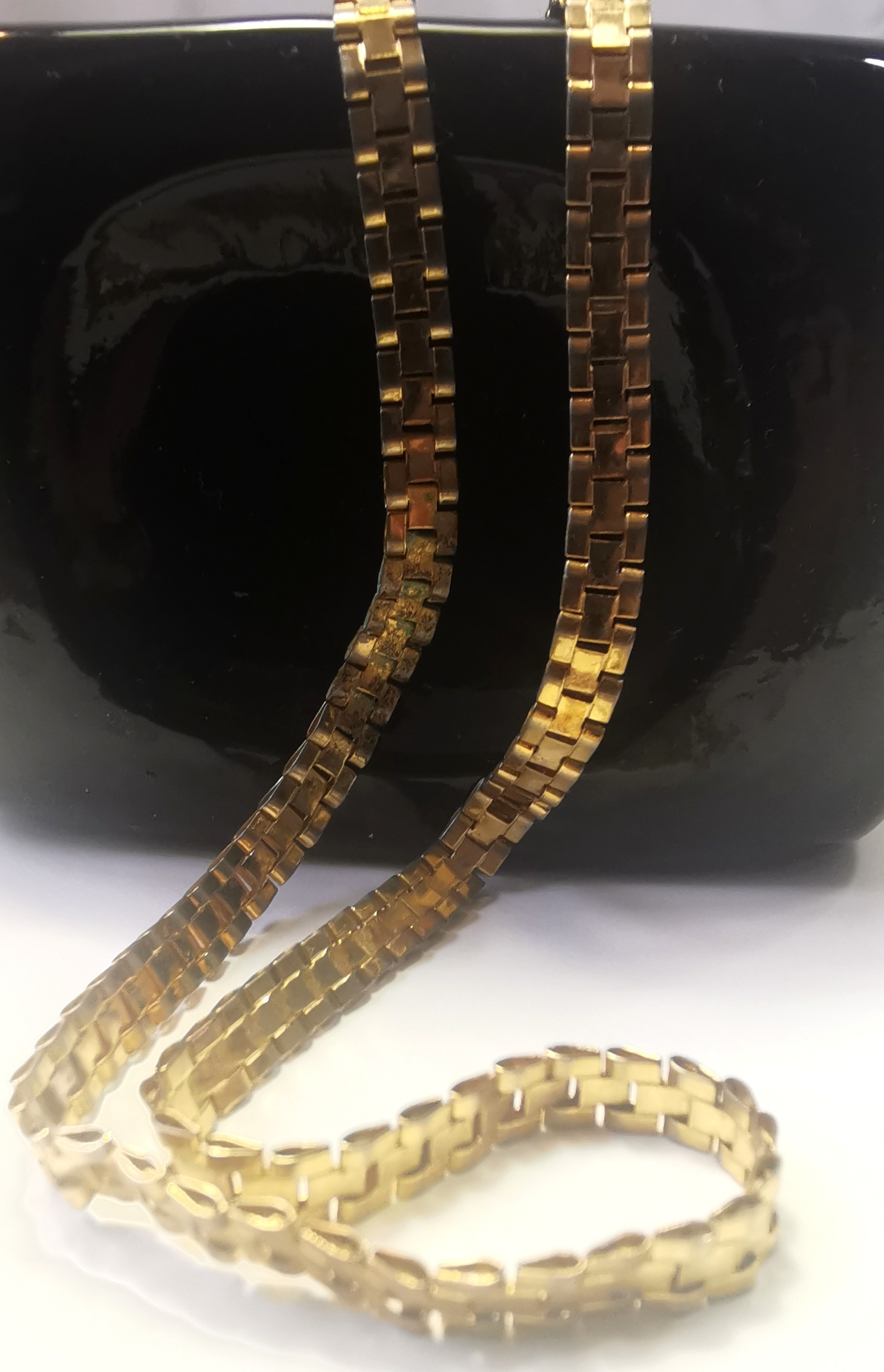 Gold Tone Watch Band Link Chain Necklace, 24.5 Inch Flat - photo 5