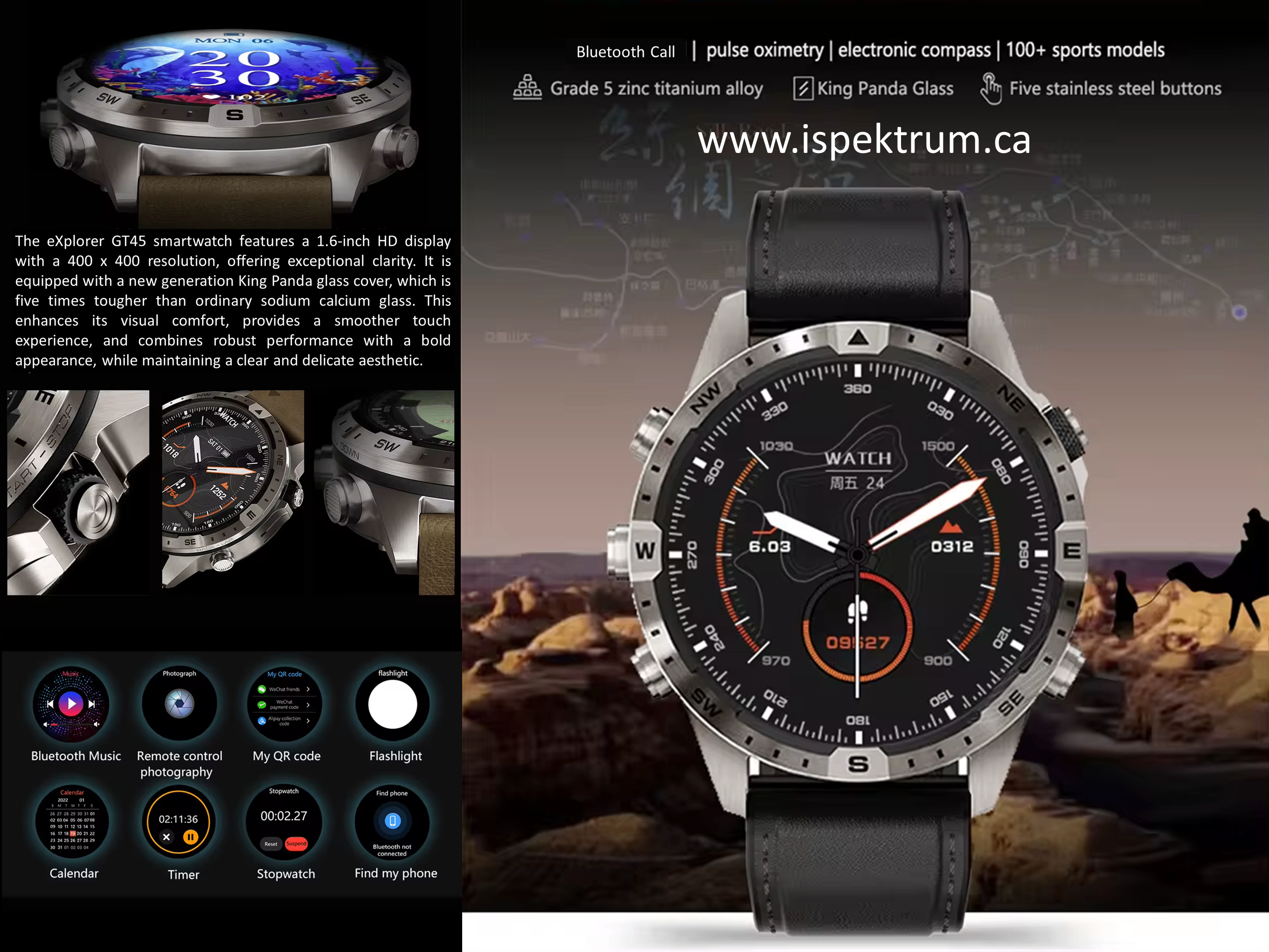 GT45 Smartwatch (www.ispektrum.ca) for Men  Ki - photo 4