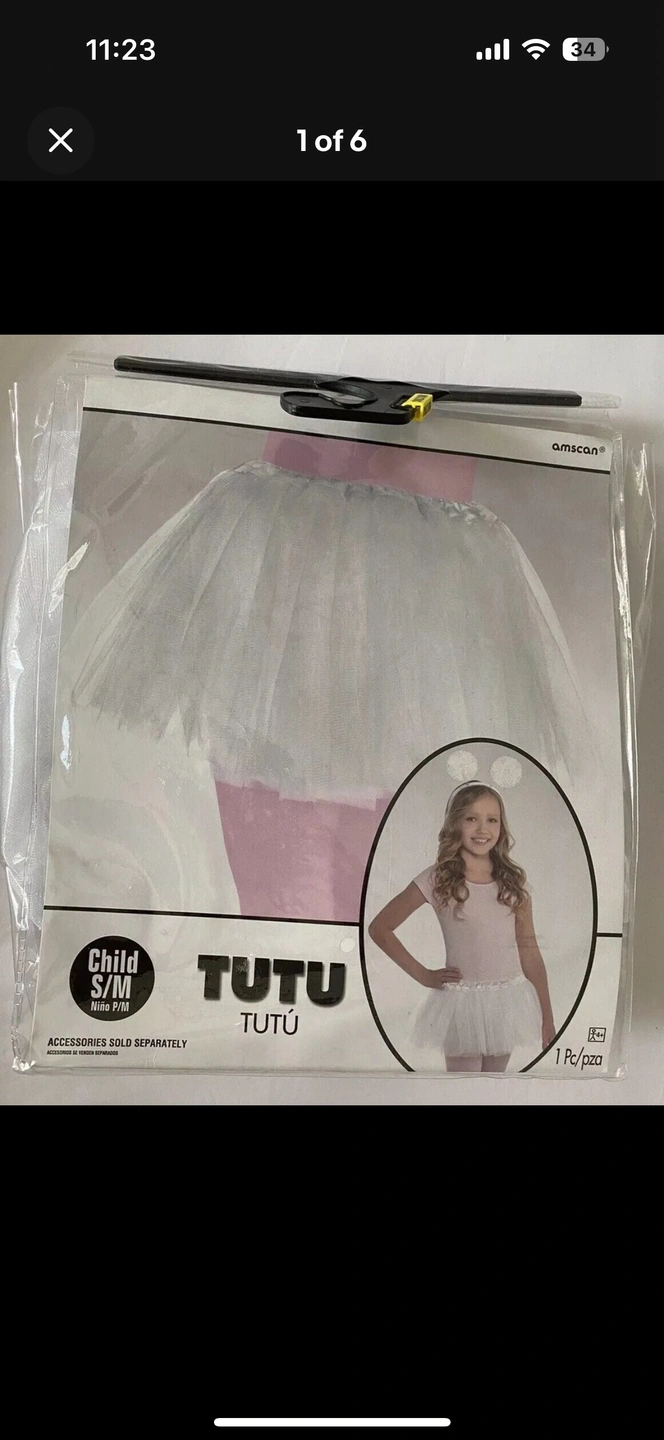 Girls 4+ Tutú Skirt Child S /P/ M up to Size 10 White Fluffy 🧡