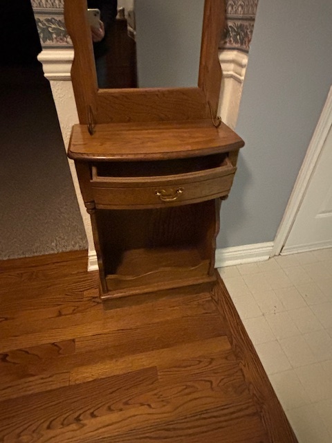 Solid Wood Entryway Hall Tree Mirror with Drawer & Hooks - photo 5