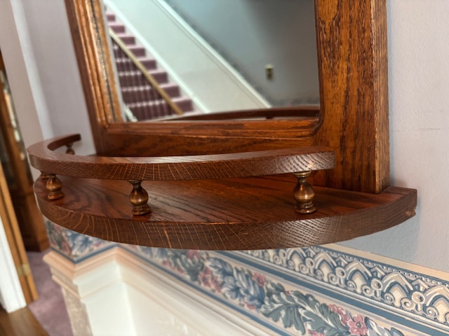 Ethan Allen Solid Oak Hall Mirror +Shelf – Entryway Wall Mirror - photo 3