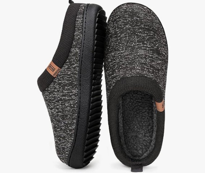 (US 10-11) MERRIMAC Men's Slip-on Slippers Comfy Memory Foam