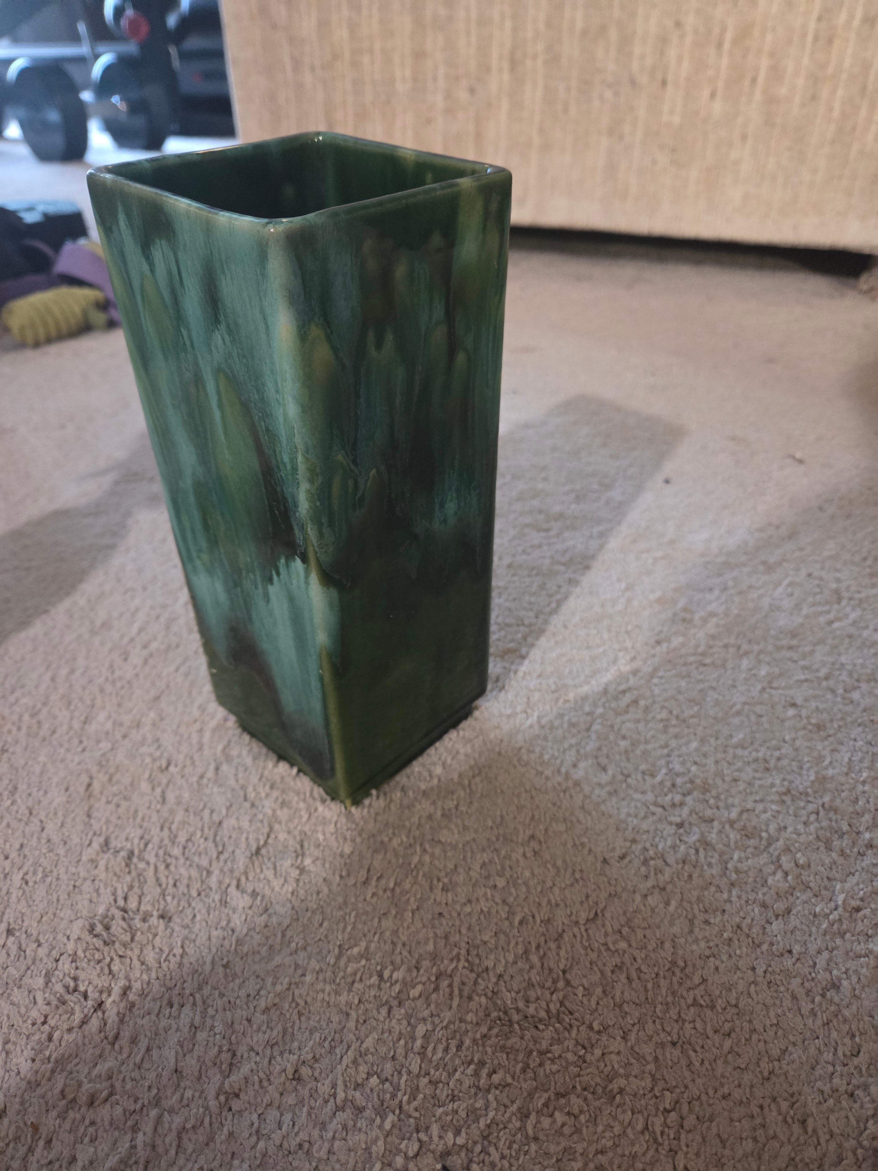 Vintage Beauge Canada MCM Vase #1426, Heavy Drip Glaze, 9.5"