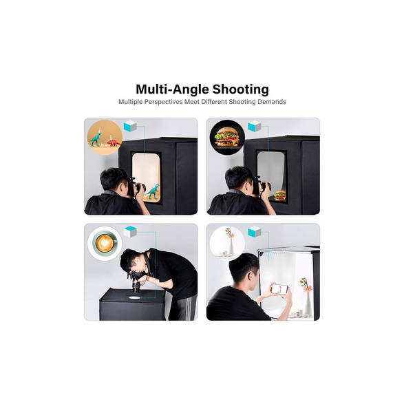 GLZWIG 24x24" LED Photo Studio Light Box – 6 backdrops included - photo 2