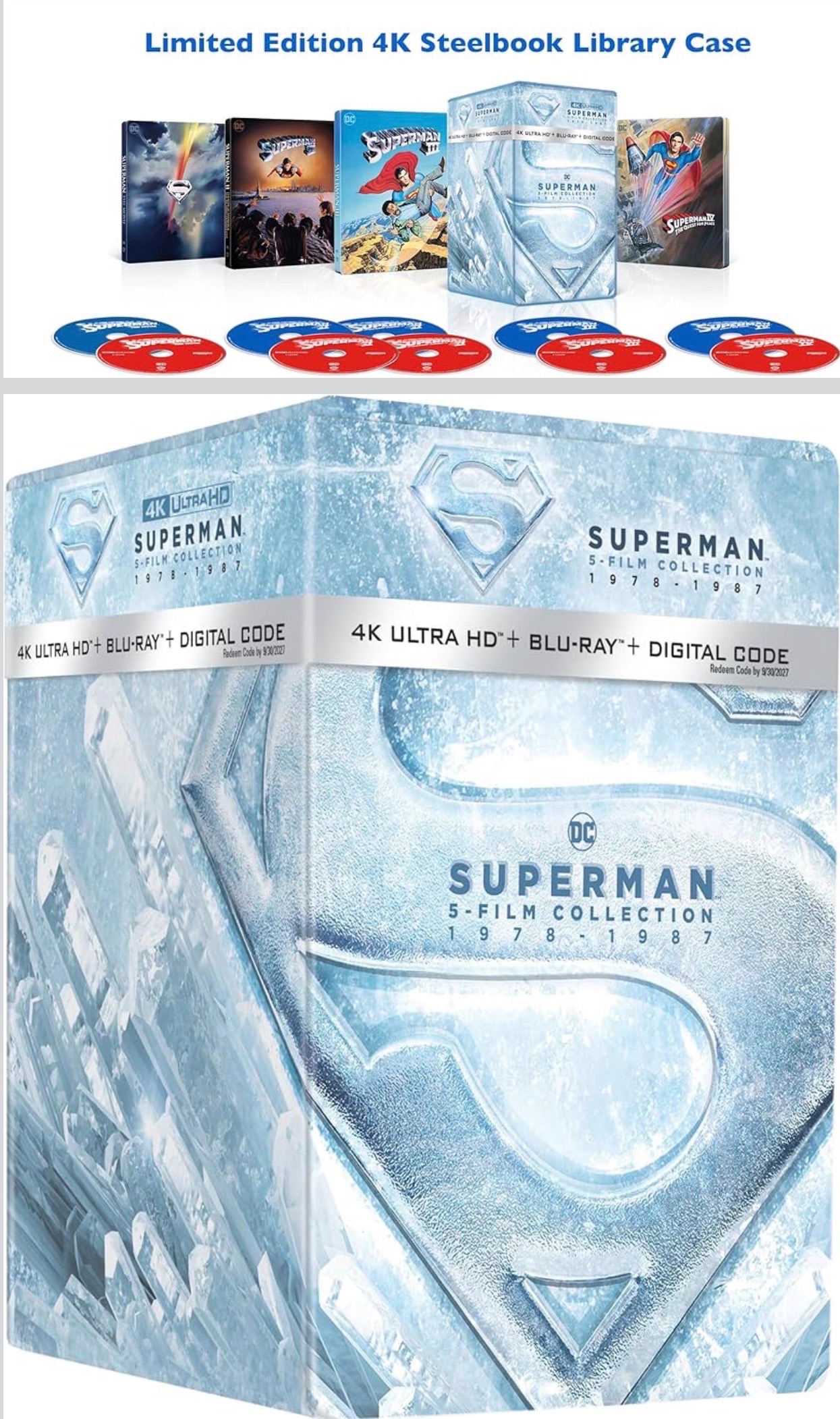 Superman 5-Film Collection 4K Ultra HD Steelbooks+Blue-ray+Digit