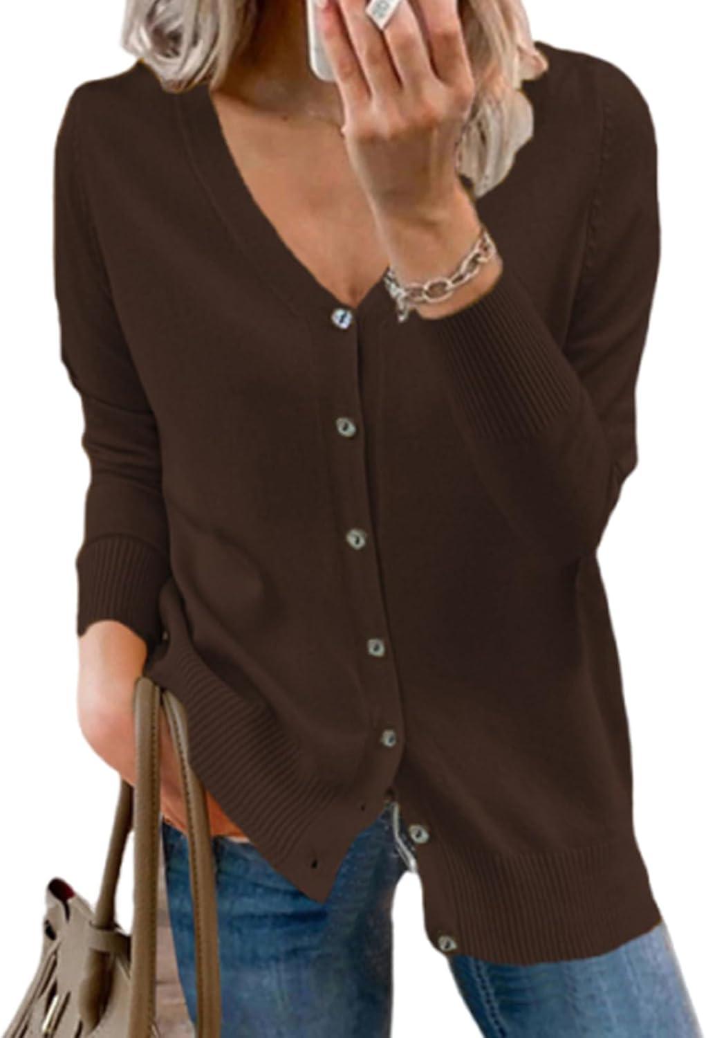 Brand New Womens Solid Color Buttoned V Neck Knit Cardigan M/L