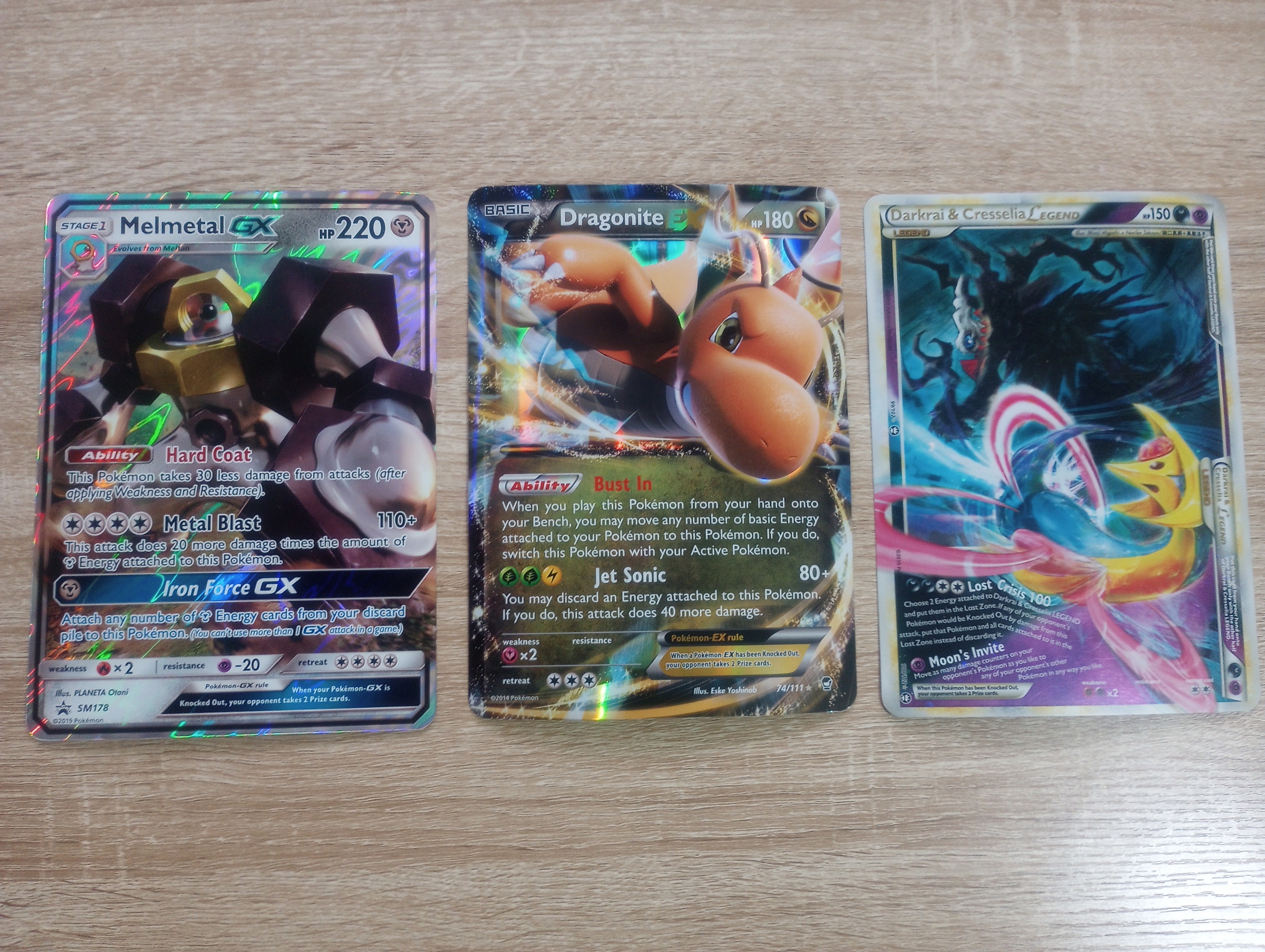 Pokemon Cards - JUMBO Darkrai and Cresselia, Dragonite, Melmetal