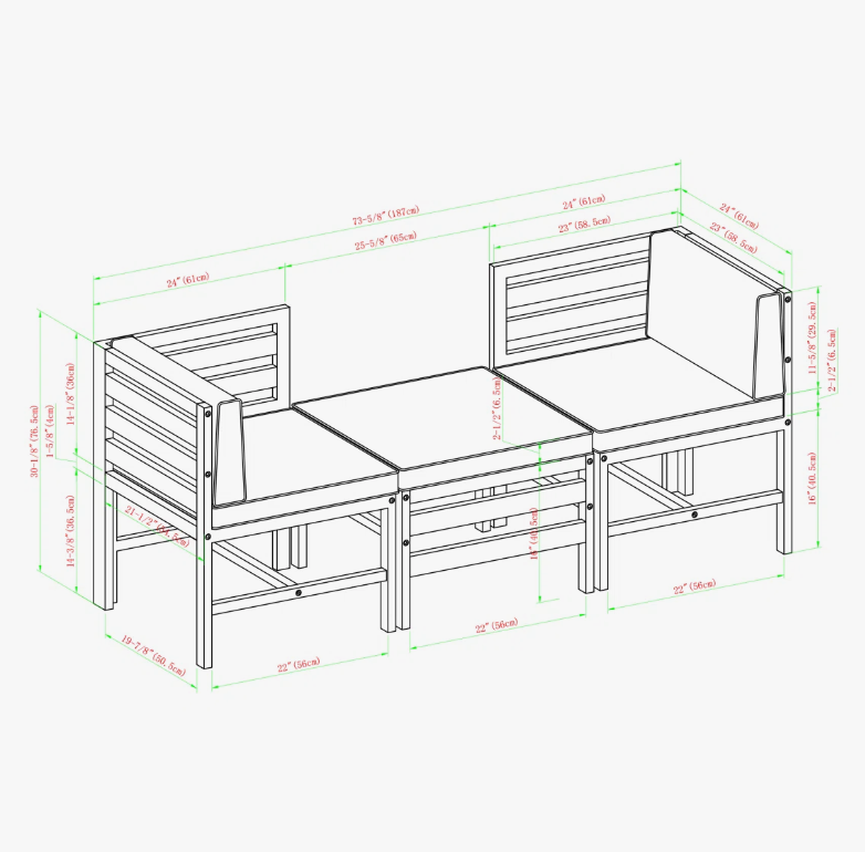 Acacia Wood Outdoor Sectional Set - New in box - photo 4