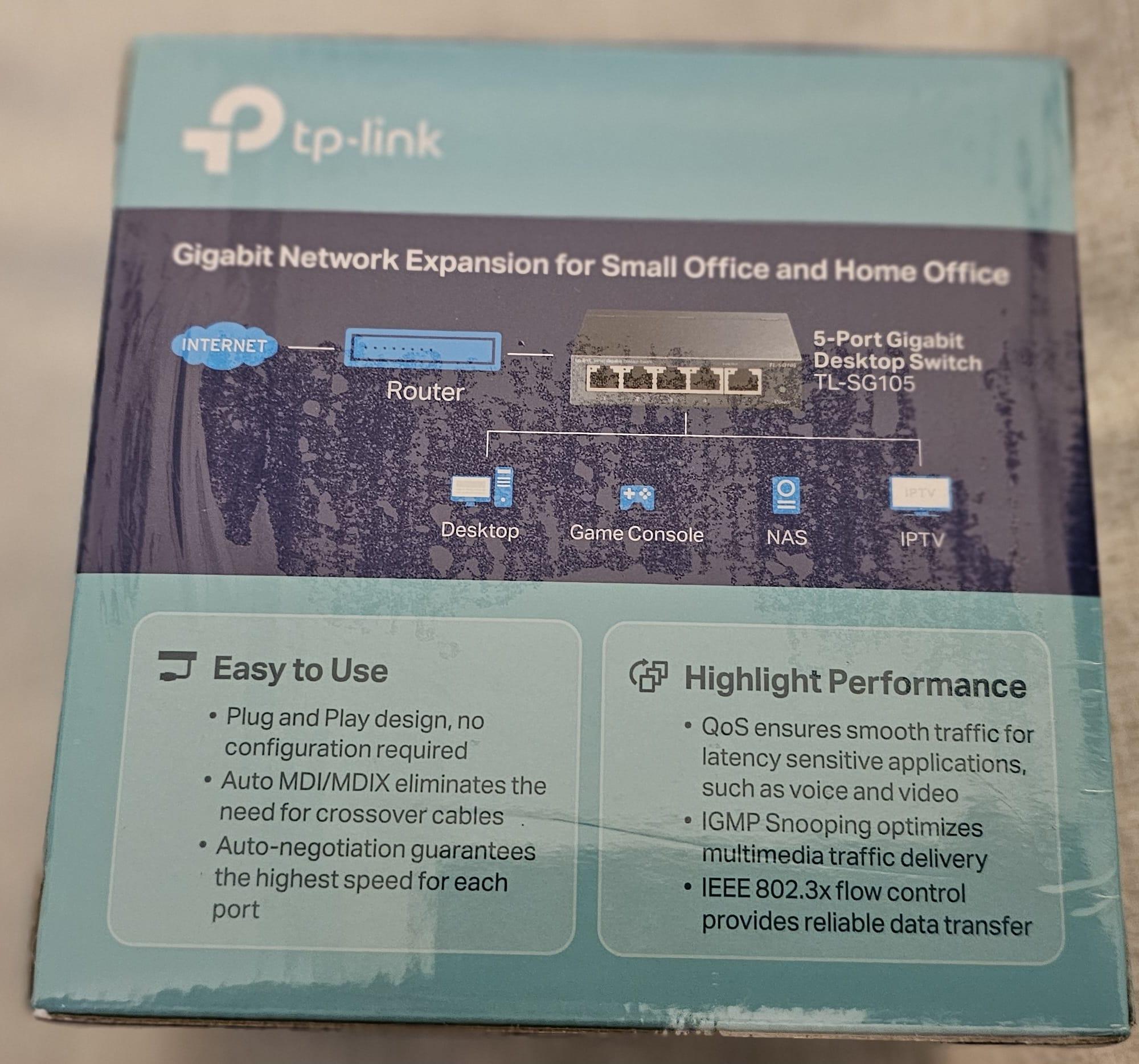Brand New Gigabit Switch (TL‑SG105) – Unopened – $20
