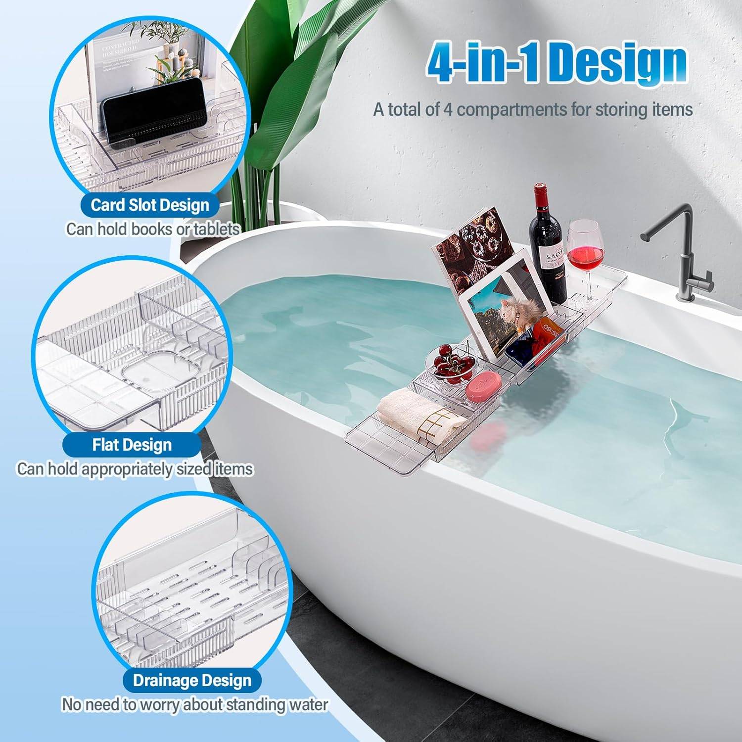 Acrylic Bathtub Tray Caddy - Transparent & Beautiful - photo 4