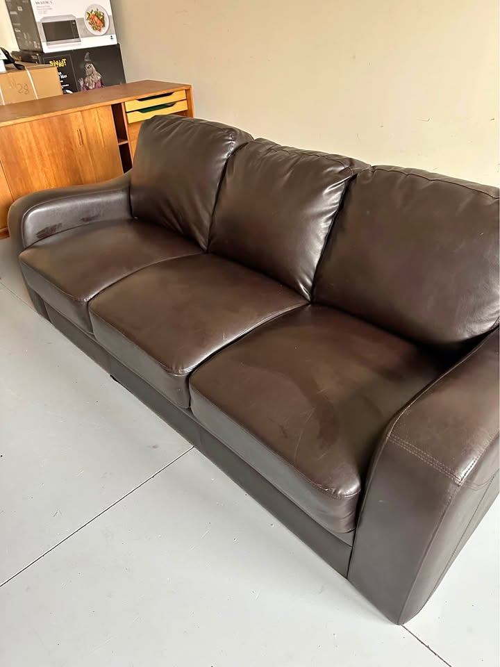 Brown Leather Sofa - 3 Seater