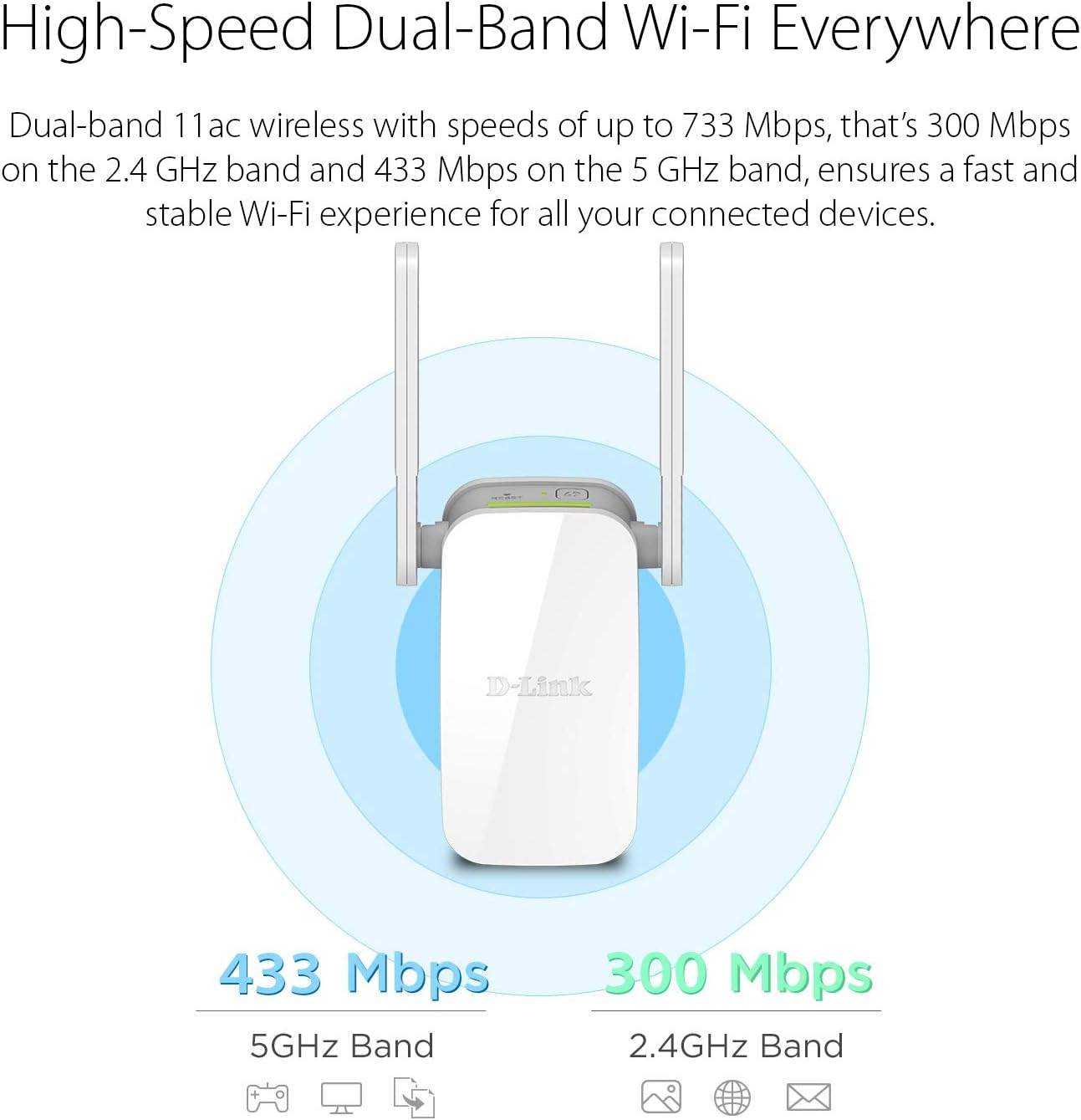 D-Link AC750 Mesh Wi-Fi Range Extender - Cover up to 1300 sq.ft