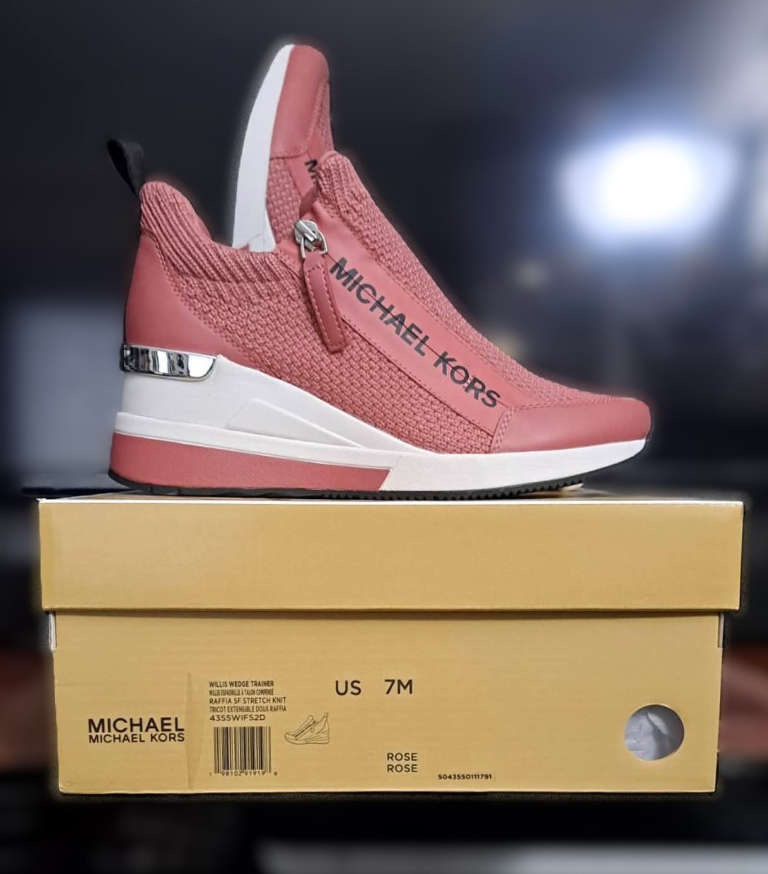 Brand New MICHAEL KORS Willis Wedge Stretch-Knit Trainer