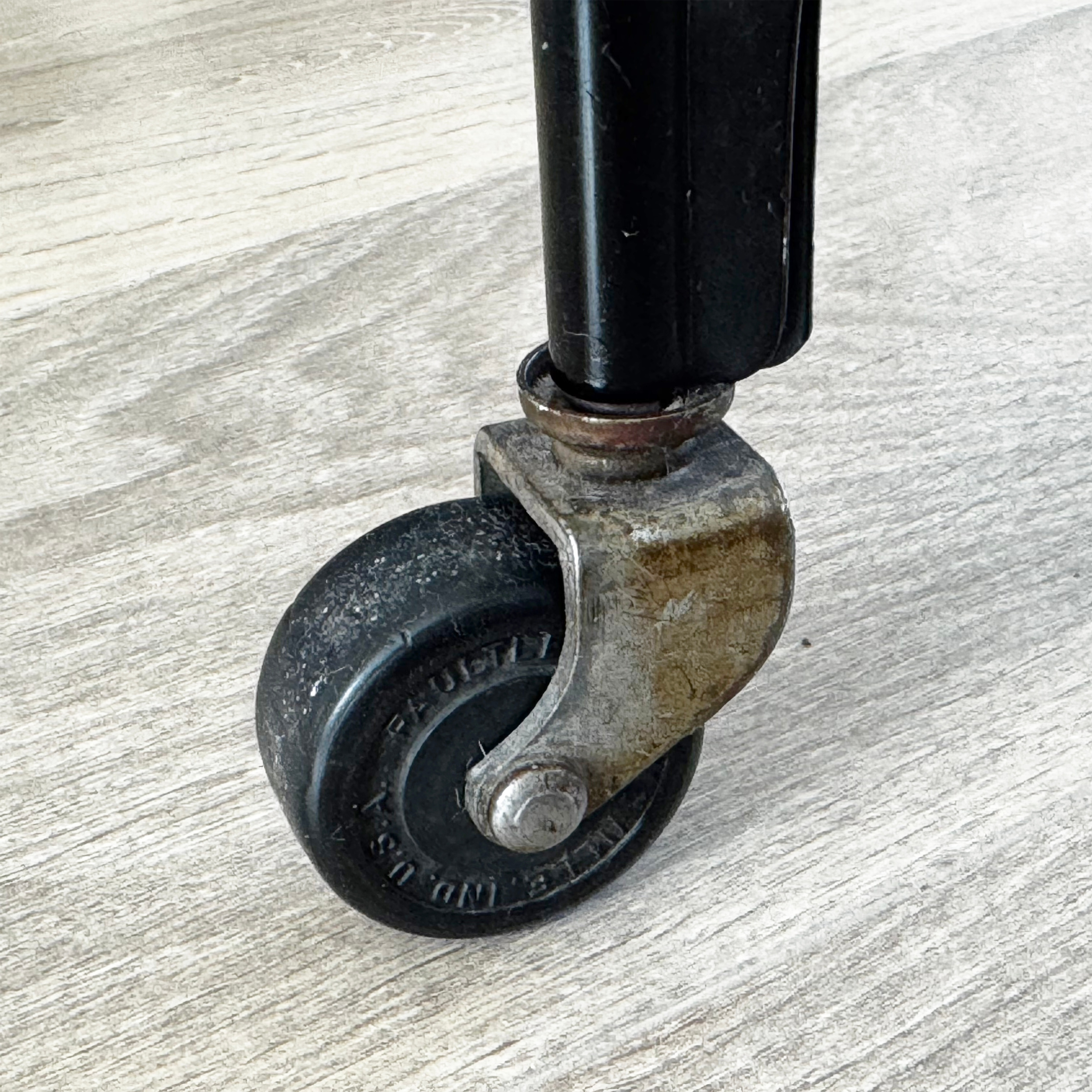 Industrial Rolling Side Table – Pine Top & Metal Base -OBO - photo 4