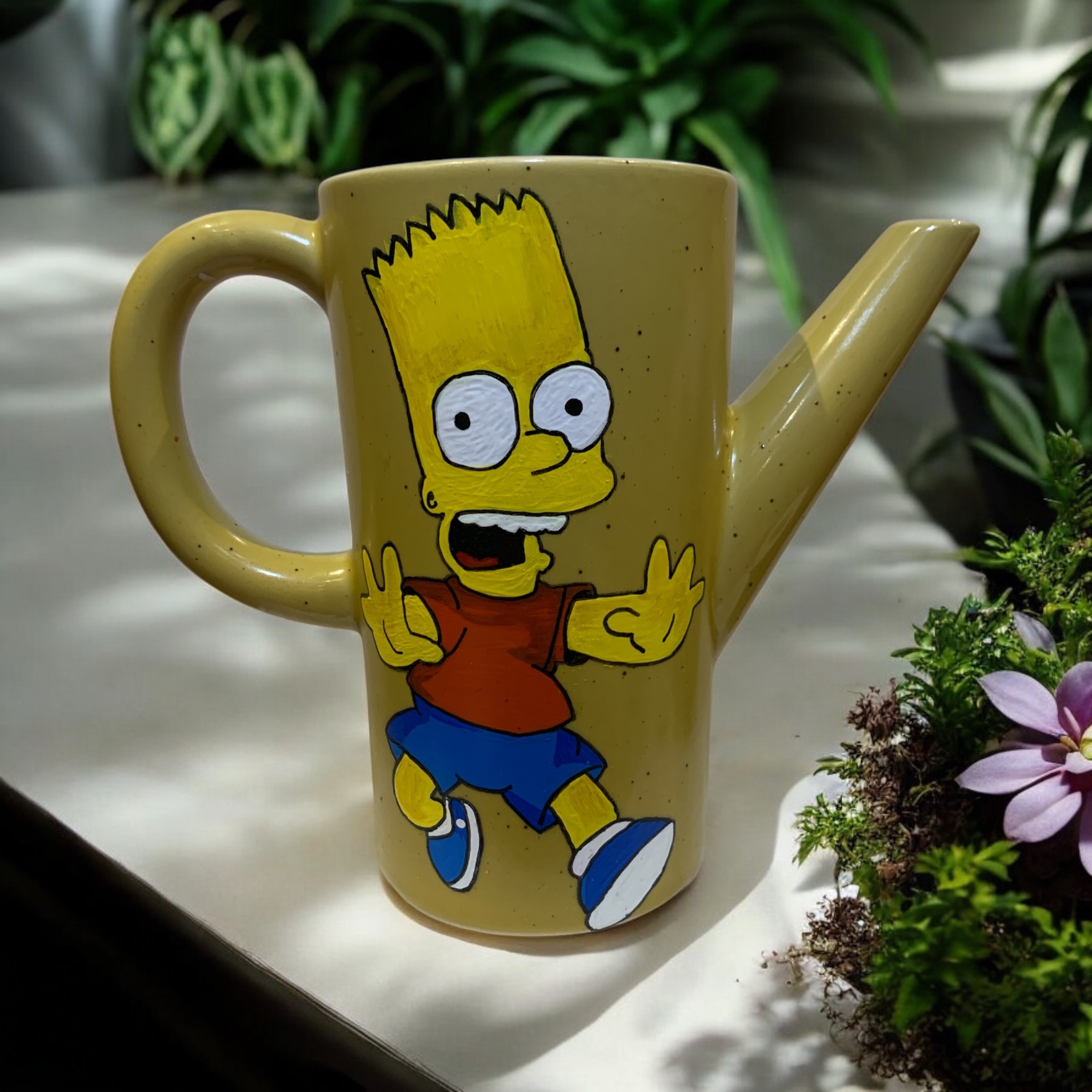 Hand Painted Simpsons Bart & Sideshow Bob Watering Can