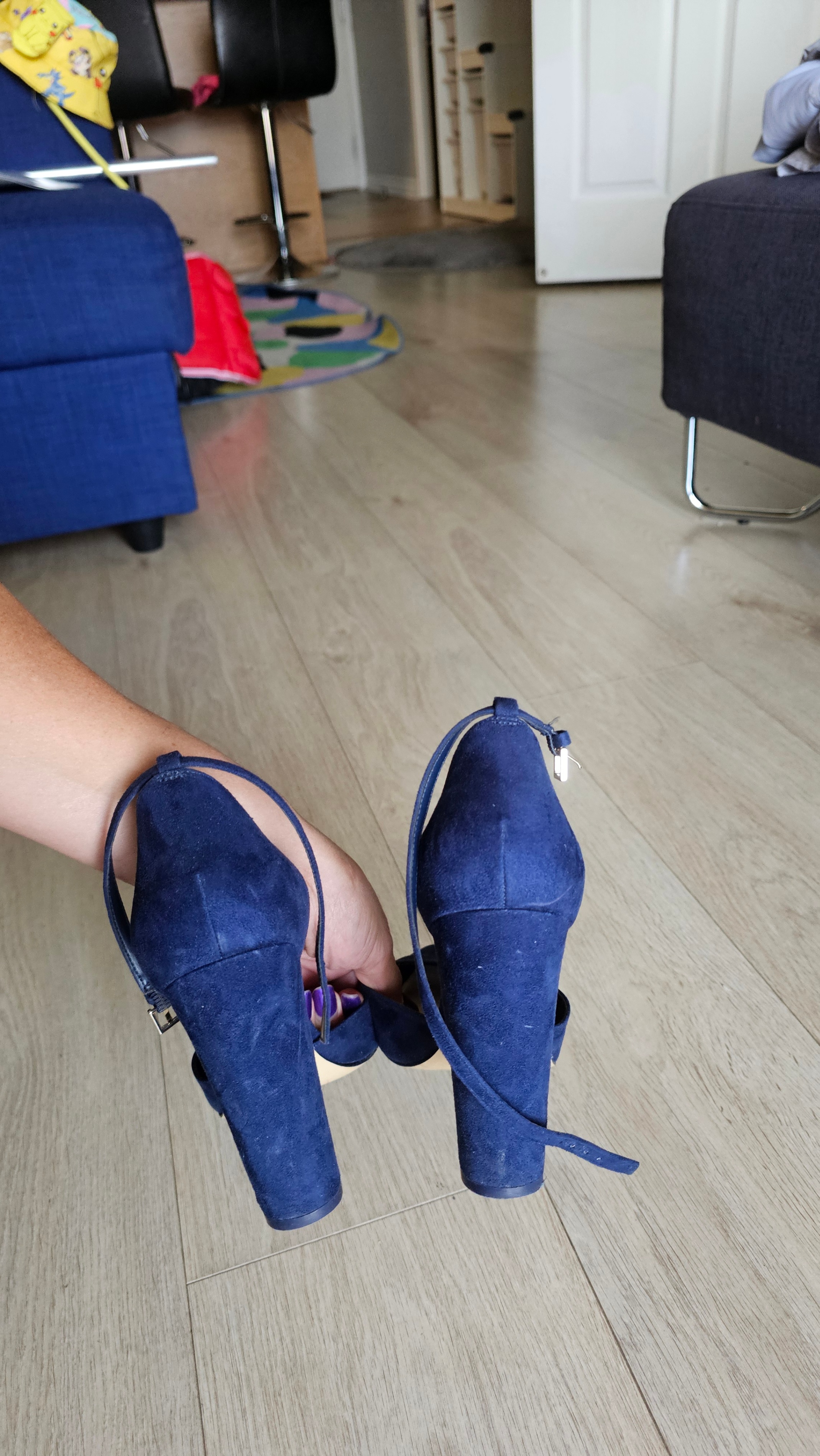 ALDO Blue Suede Heels, Size 11 - photo 4