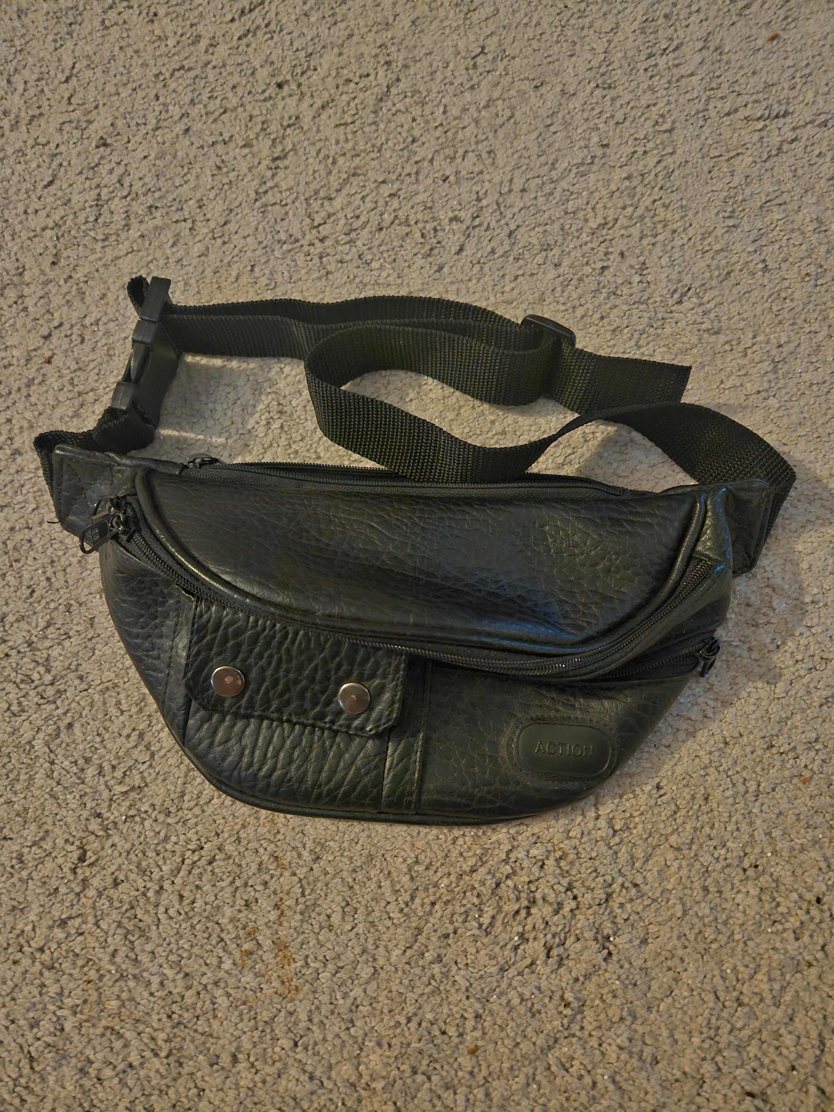 Vintage 90s Action Leather Belt Bag, Multi-Pocket Utility Pouch