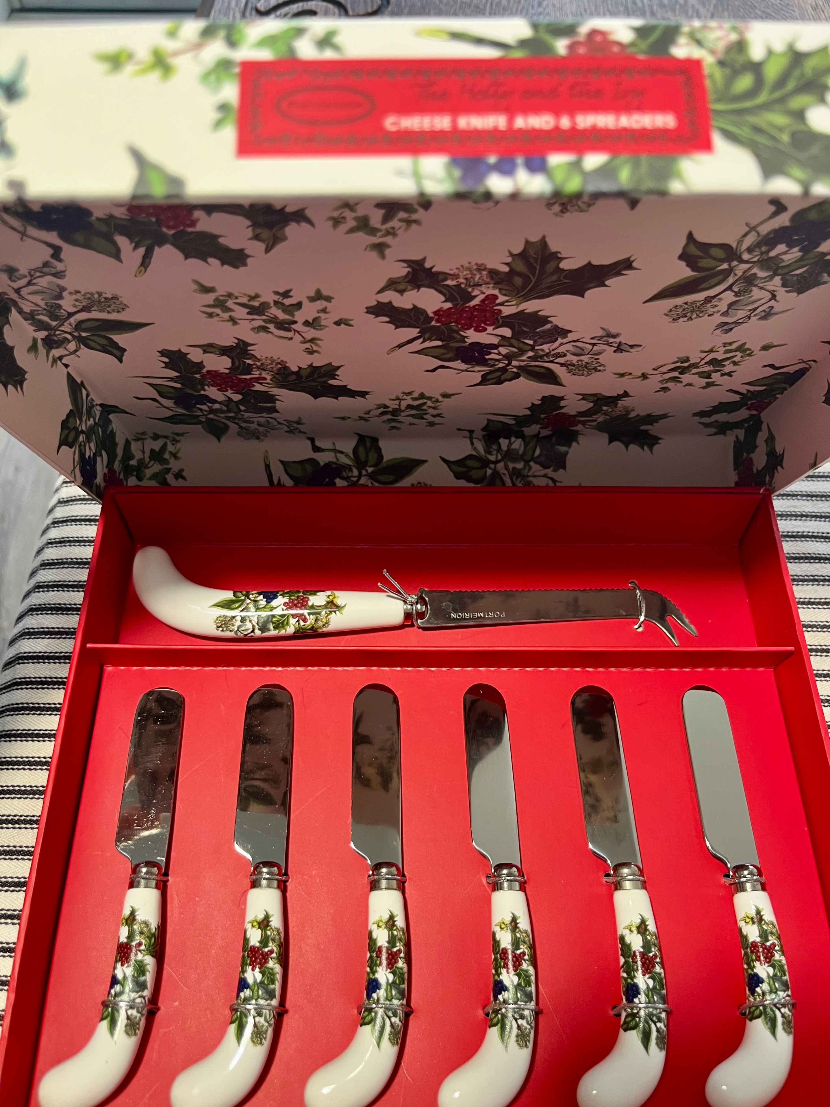 Portmeirion Holly & Ivy Cheese Knife & Spreader Set - Brand New - photo 3