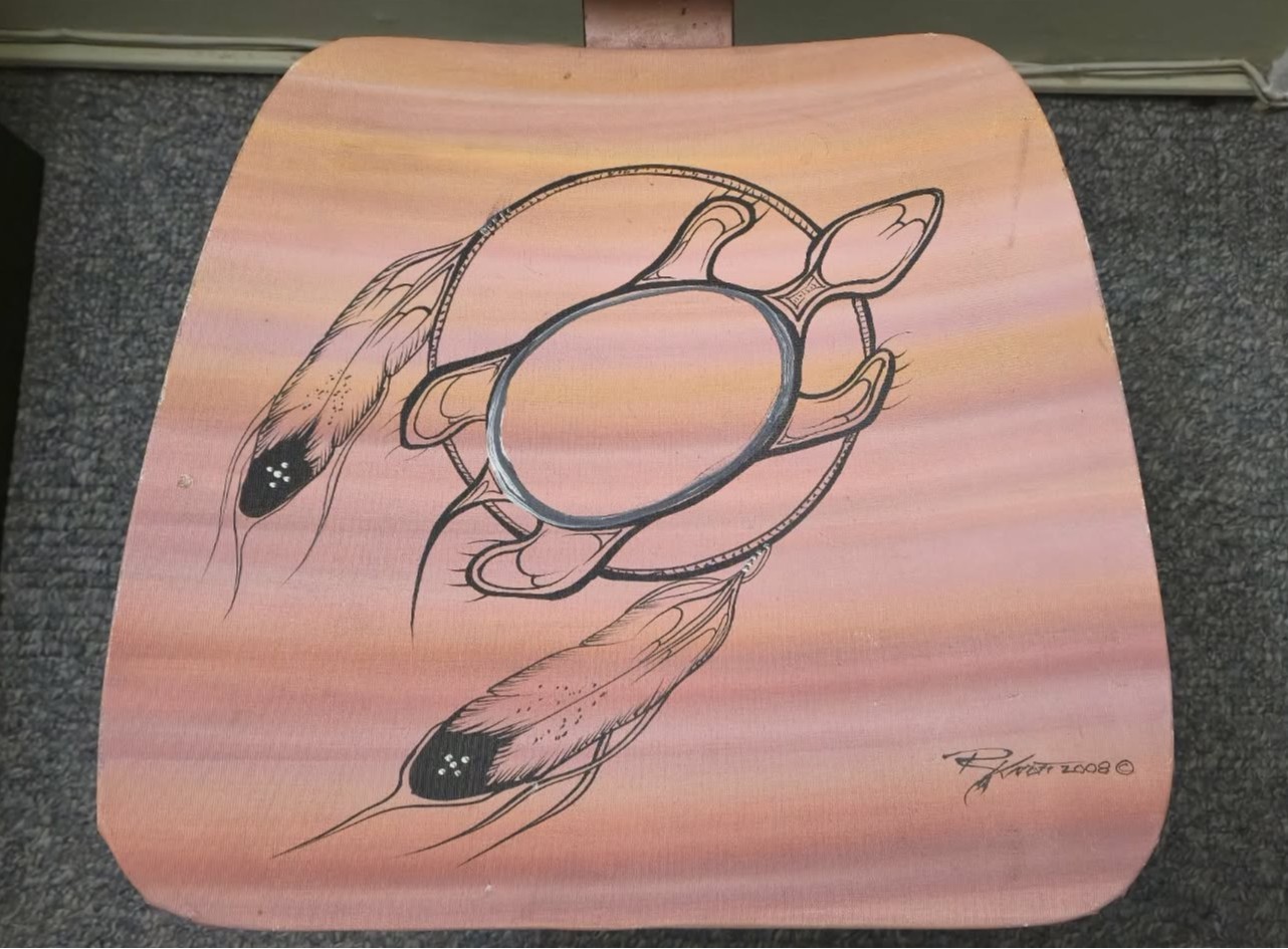 Randy Knott Original Native Art Turtle Island School chair - photo 3