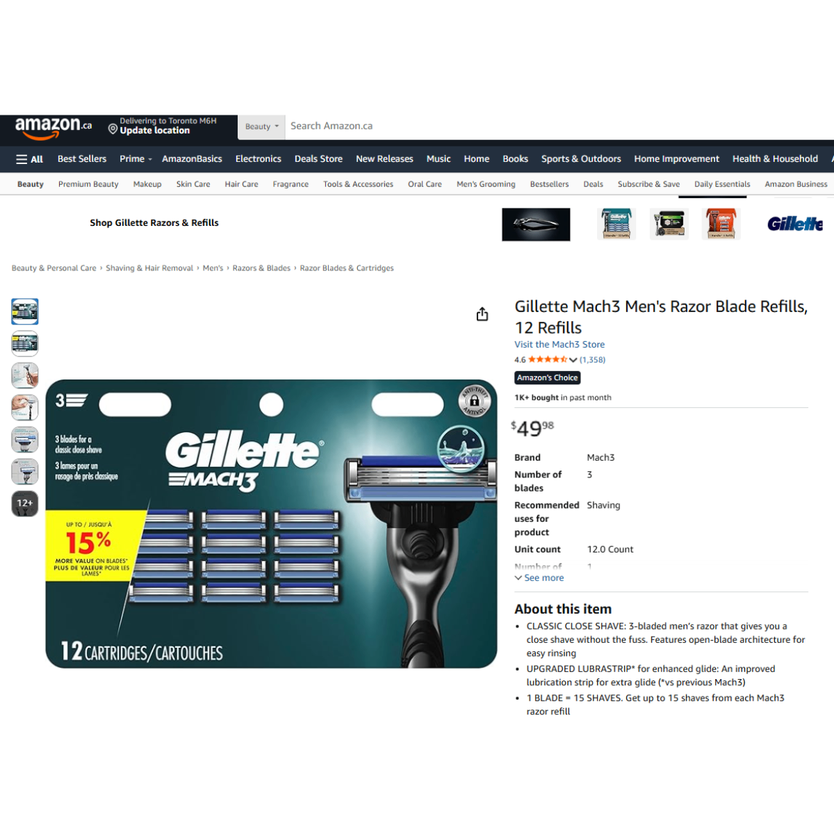 RETAIL PRICE $56-SEALED BRAND NEW 12 Gillette Mach3 Razor Blade - photo 2