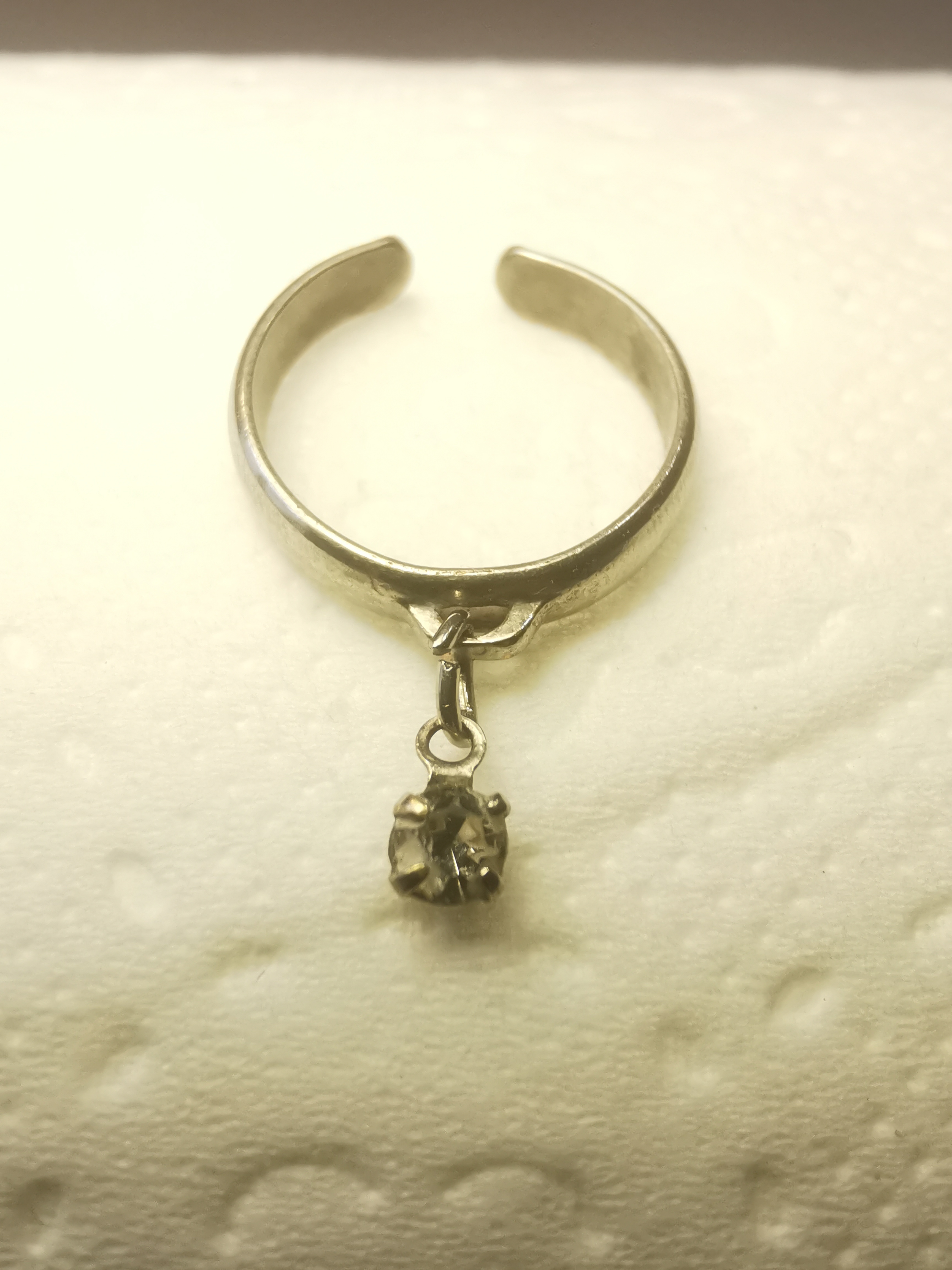 1990s Thailand Silver Tone Solitaire Charm Adjustable Ring - photo 5