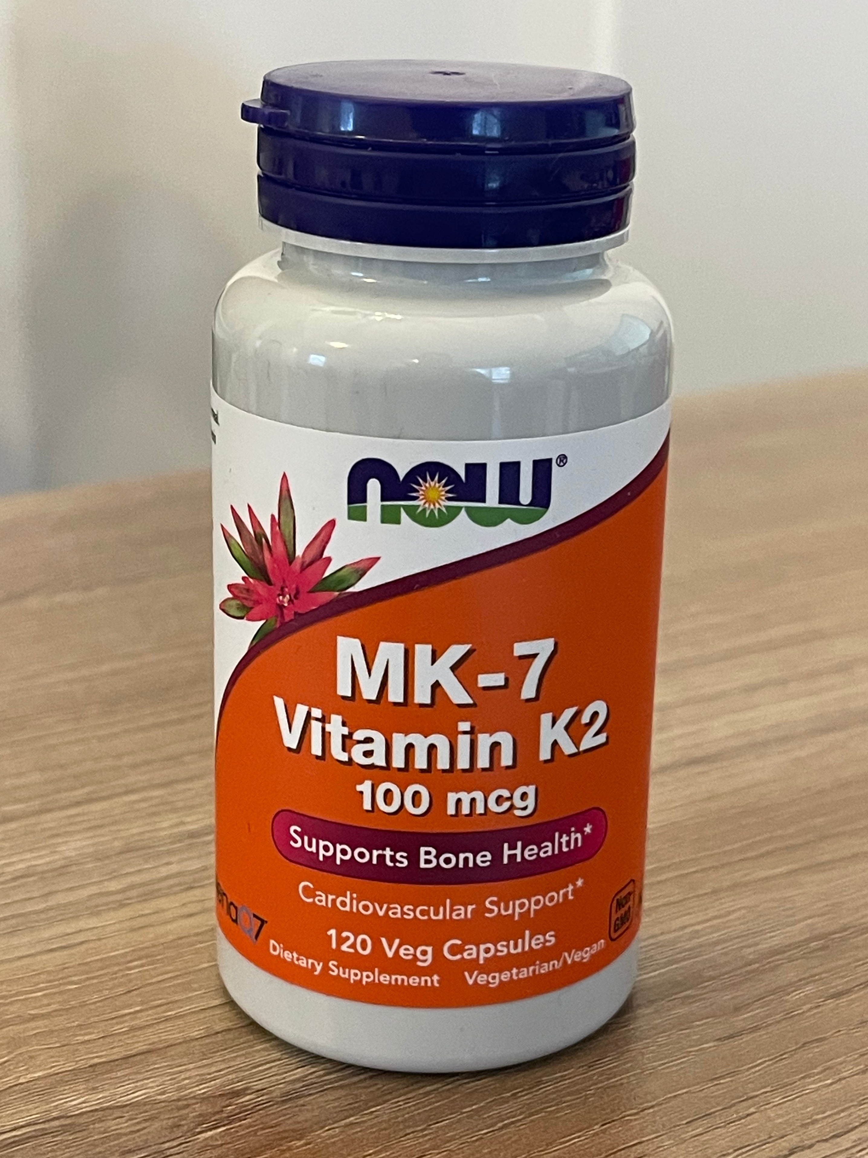 NEW NOW Vitamin K2 MK-7 100 mcg (120 Veg Capsules)