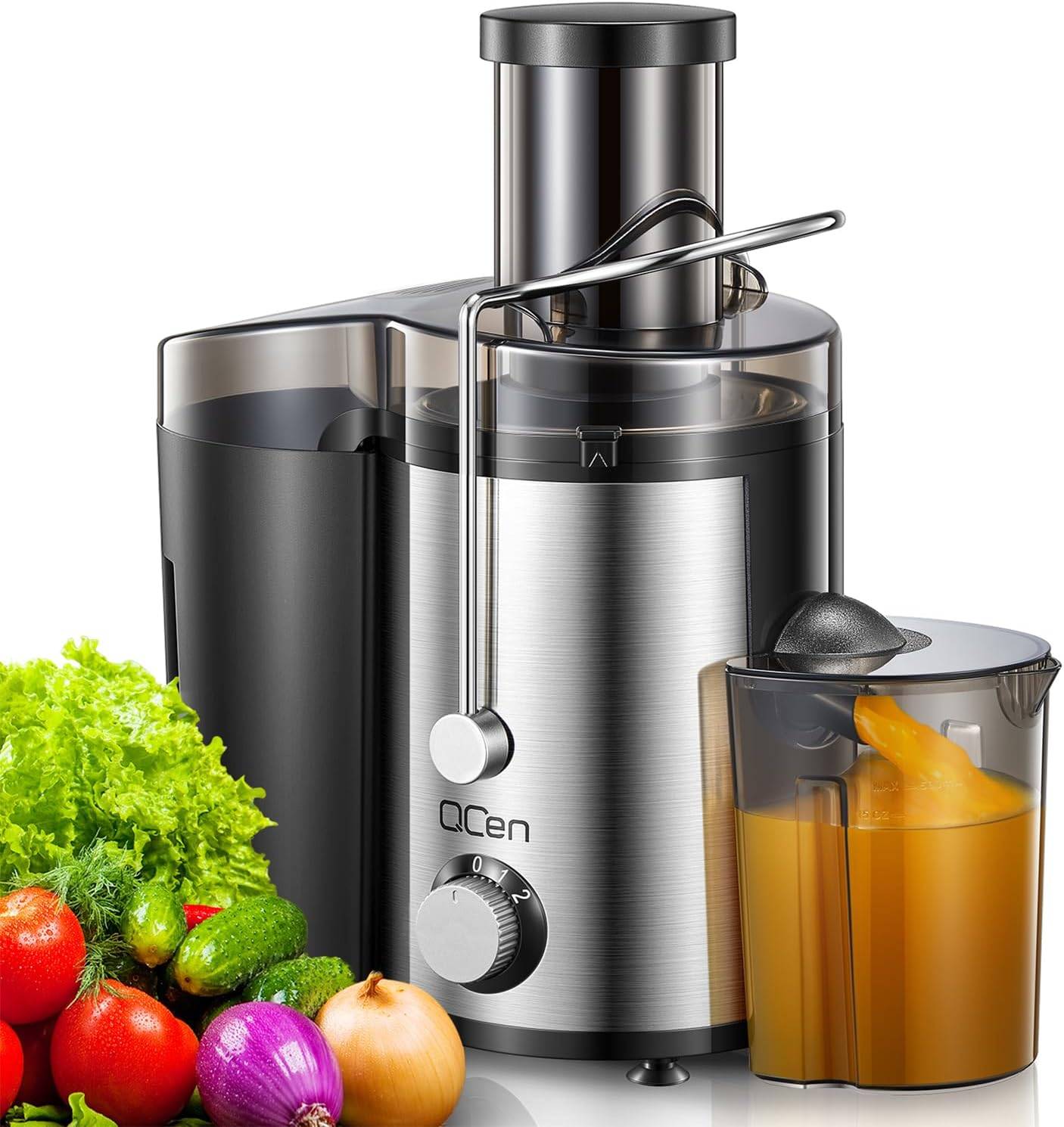 QCen Juicer Machine, 500W Centrifugal Juicer Extractor Wide mout