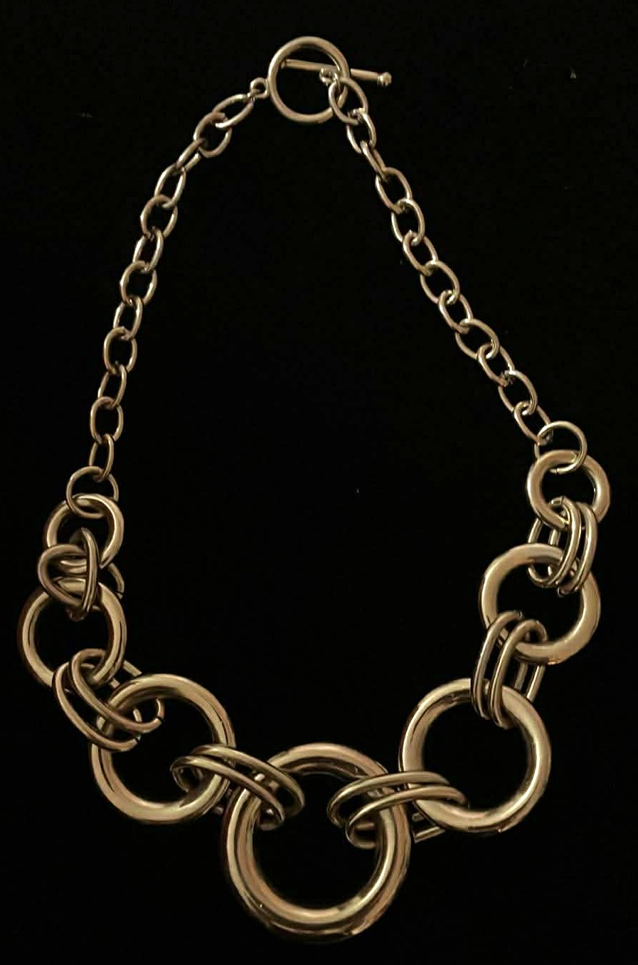 Necklace Gold Tone Round Circles - 13 Inches