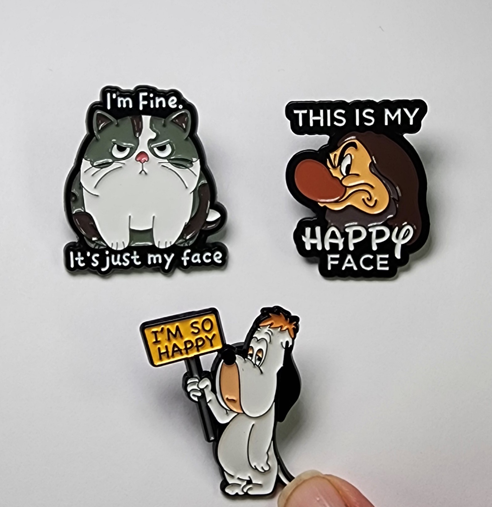 Happy Faces Set of 3 Brooch Enamel Lapel Pins - photo 4