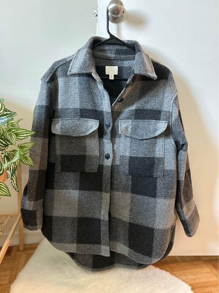H&M Grey Plaid Jacket - Size S