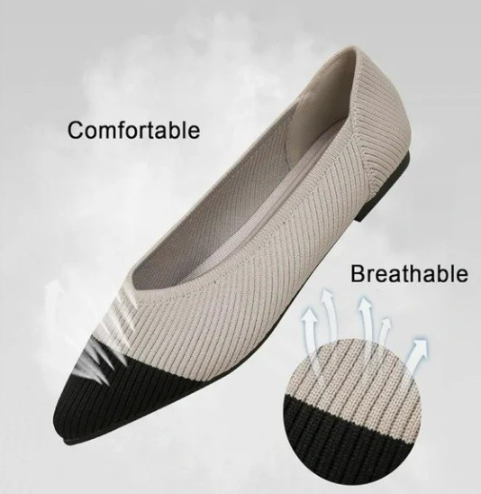 Tingrise Women's Flats Shoes Pointed Toe Knit Ballet - photo 2