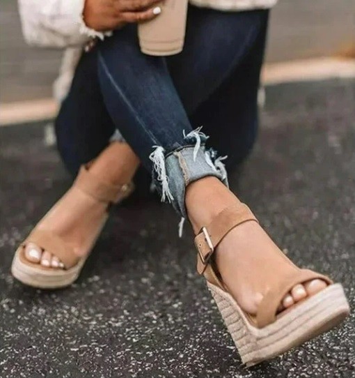 VICKI·VICKI Women's Platform Sandals Wedge Ankle Strap Open Toe