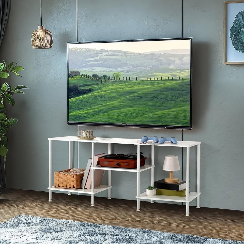 White TV Stand with Shelves - 45 inches wide - photo 3