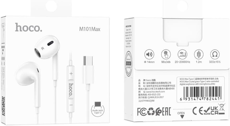 HOCO M101 Max Crystal Grace Type-C Wire-Controled Earphone w/Mic - photo 2