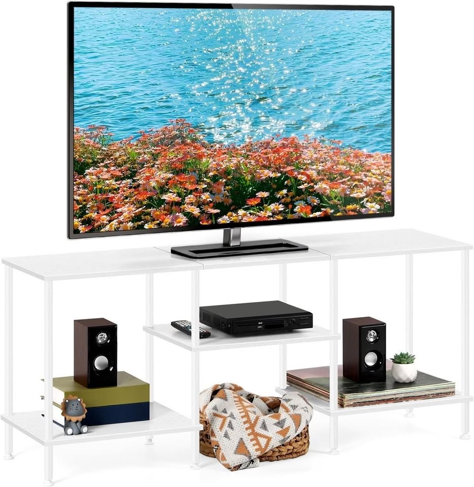 White TV Stand with Shelves - 45 inches wide - photo 4