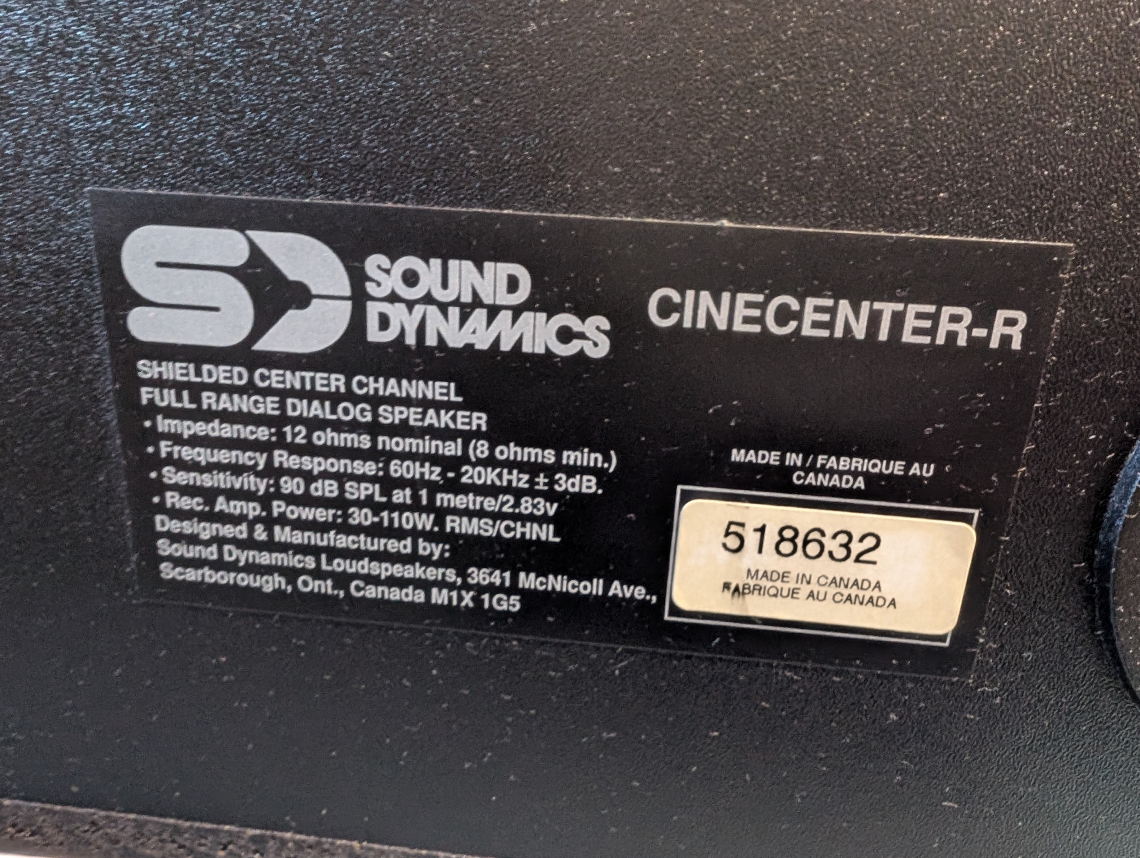 Sound Dynamics - vintage center speaker (Made in Canada) - photo 4