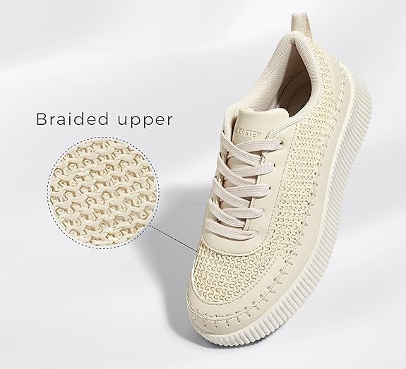 (US 7.5)LUCKY STEP Women's Platform Sneakers Rhinestone - photo 2