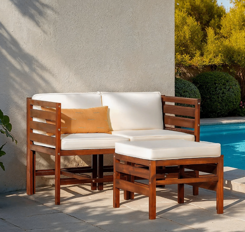 Acacia Wood Outdoor Sectional Set - New in box