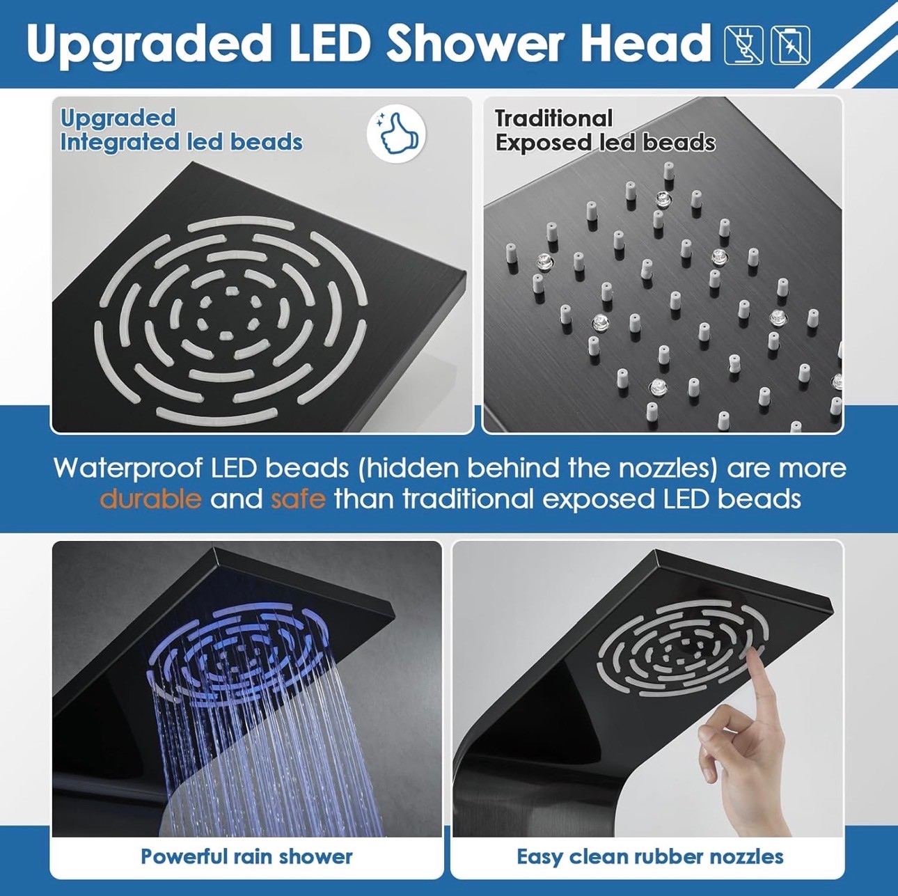 Shower Panel Tower System Temp+ LED Lights No Battery required - photo 5