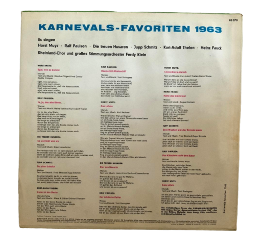 Karnevals-Favoriten 1963 LP - photo 2