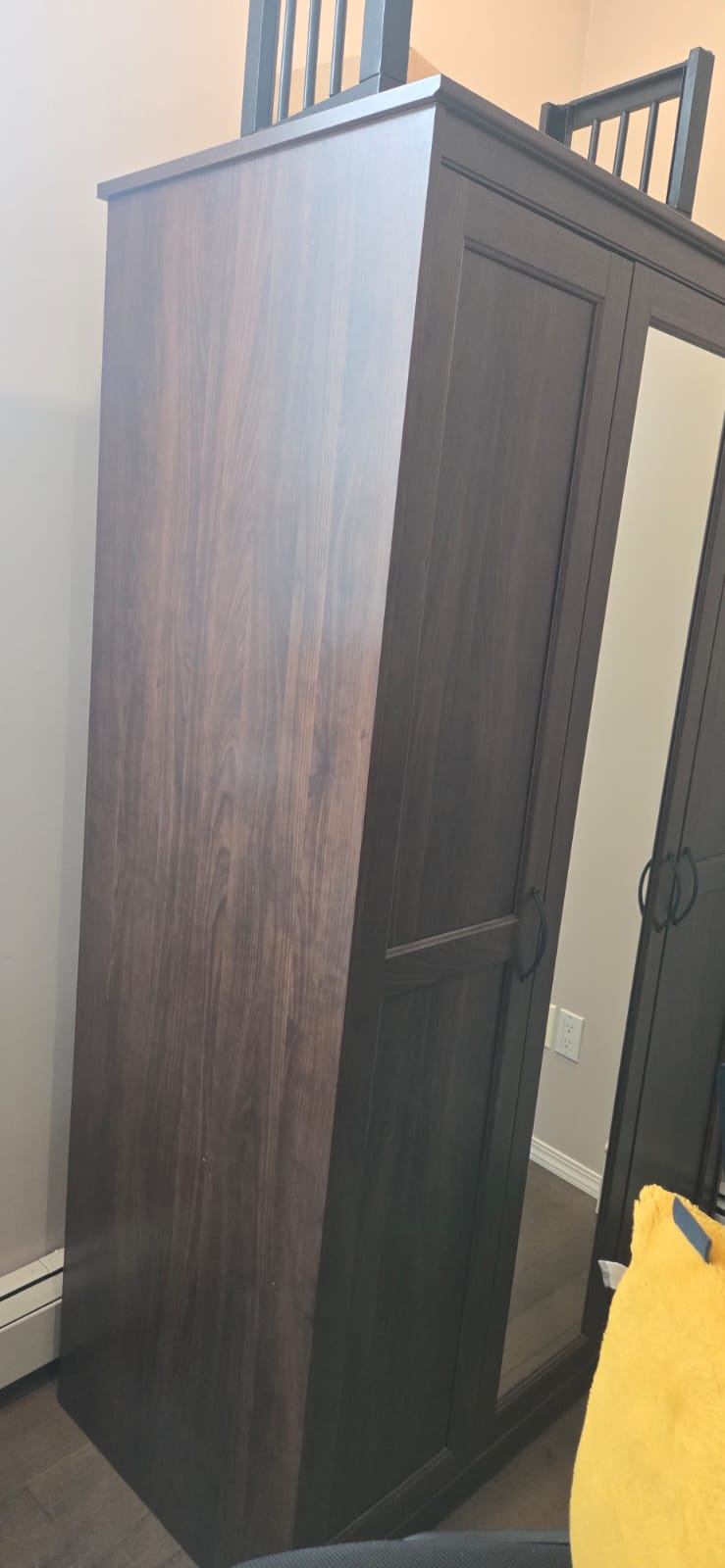 THREE - Ikea Dark Brown Wardrobe with Mirror - photo 3