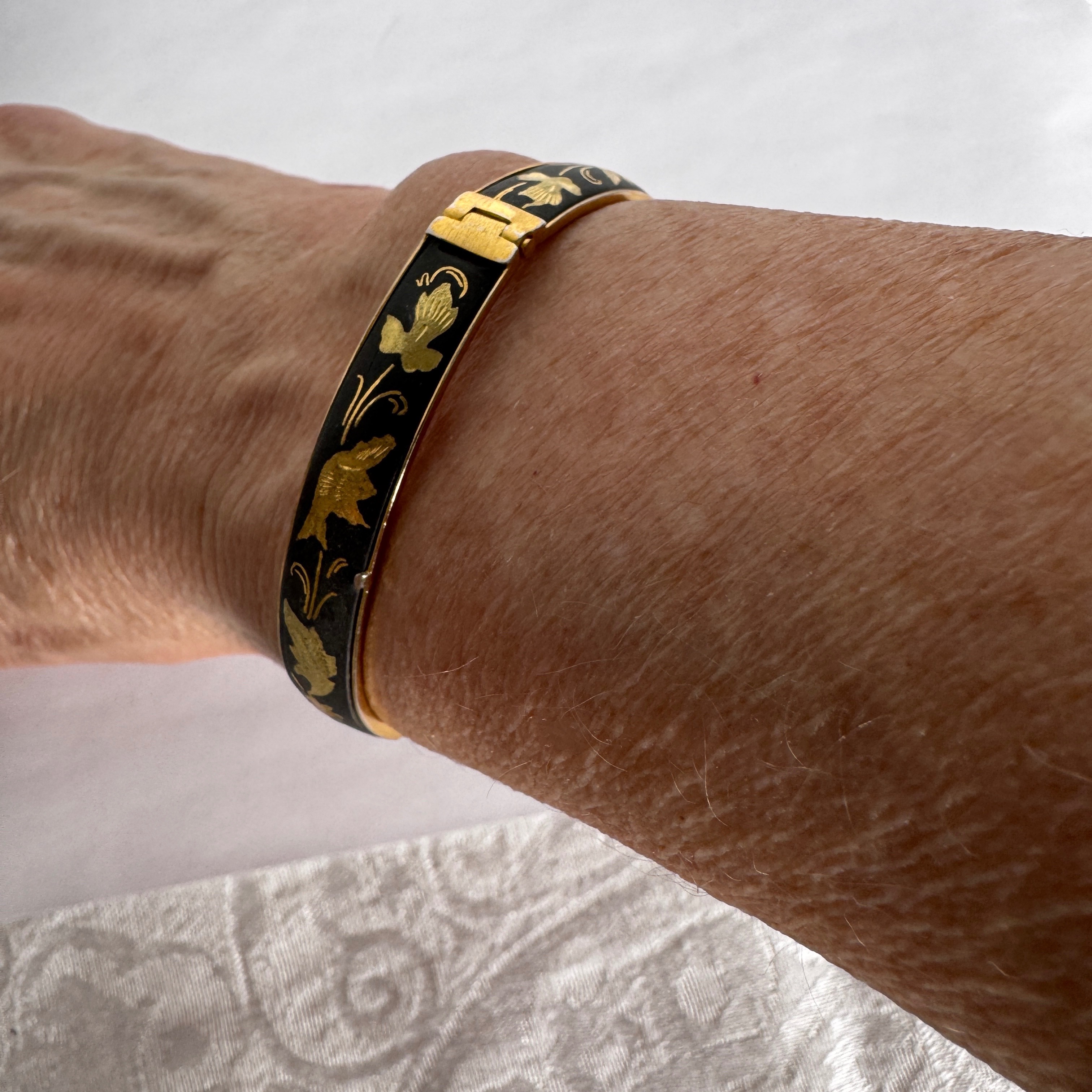 Vintage Damascene Toledo Black & Gold Leaf bracelet - photo 4