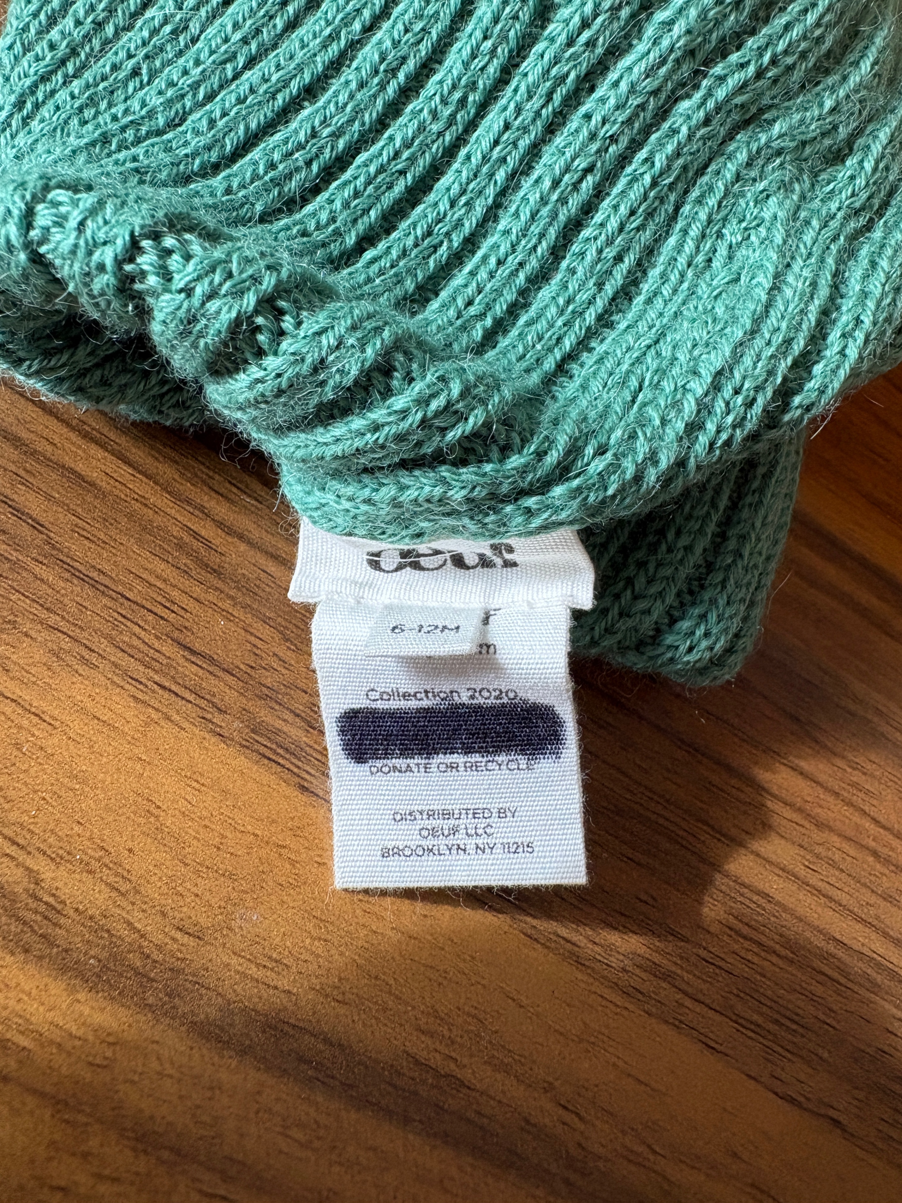 Oeuf Green 100% Baby Alpaca PomPom Beanie Knit Hat Size 6-12M - photo 5