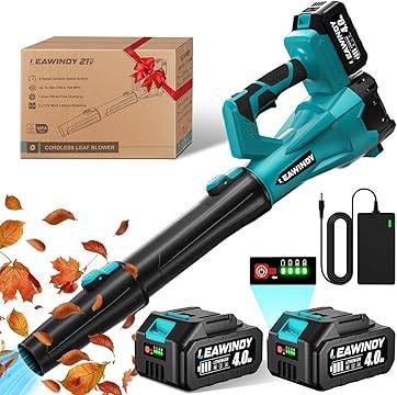 LEAWINDY Cordless Leaf Blower – Battery Powered (2 Batteries)