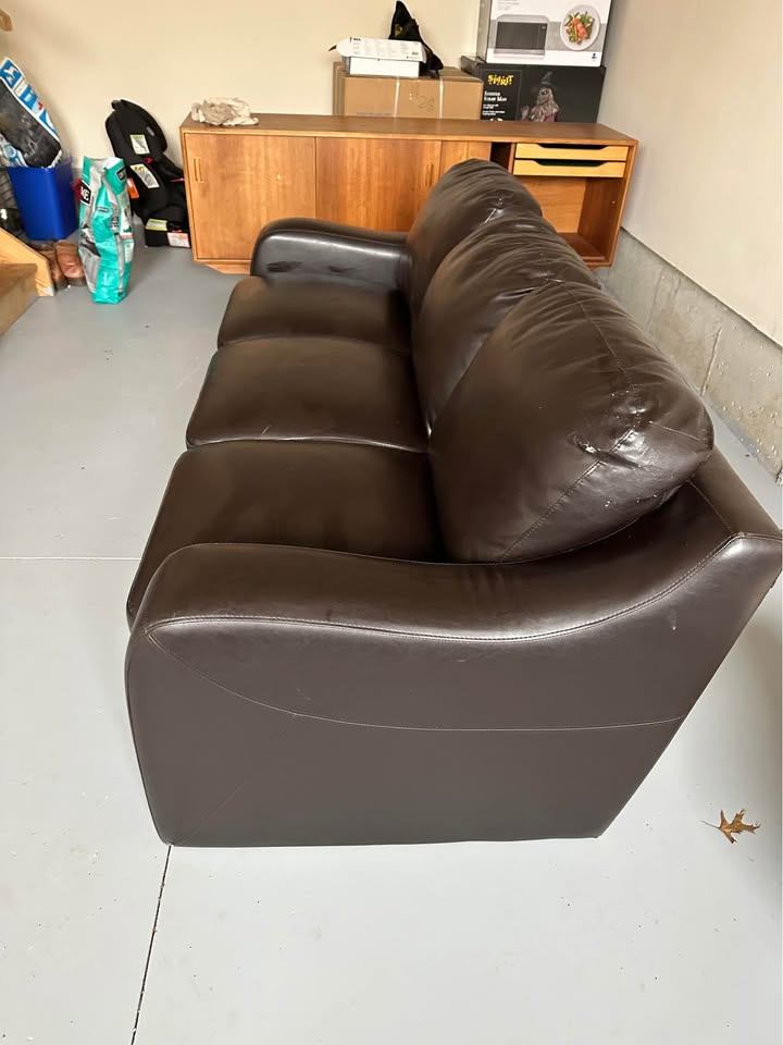 Brown Leather Sofa - 3 Seater - photo 2
